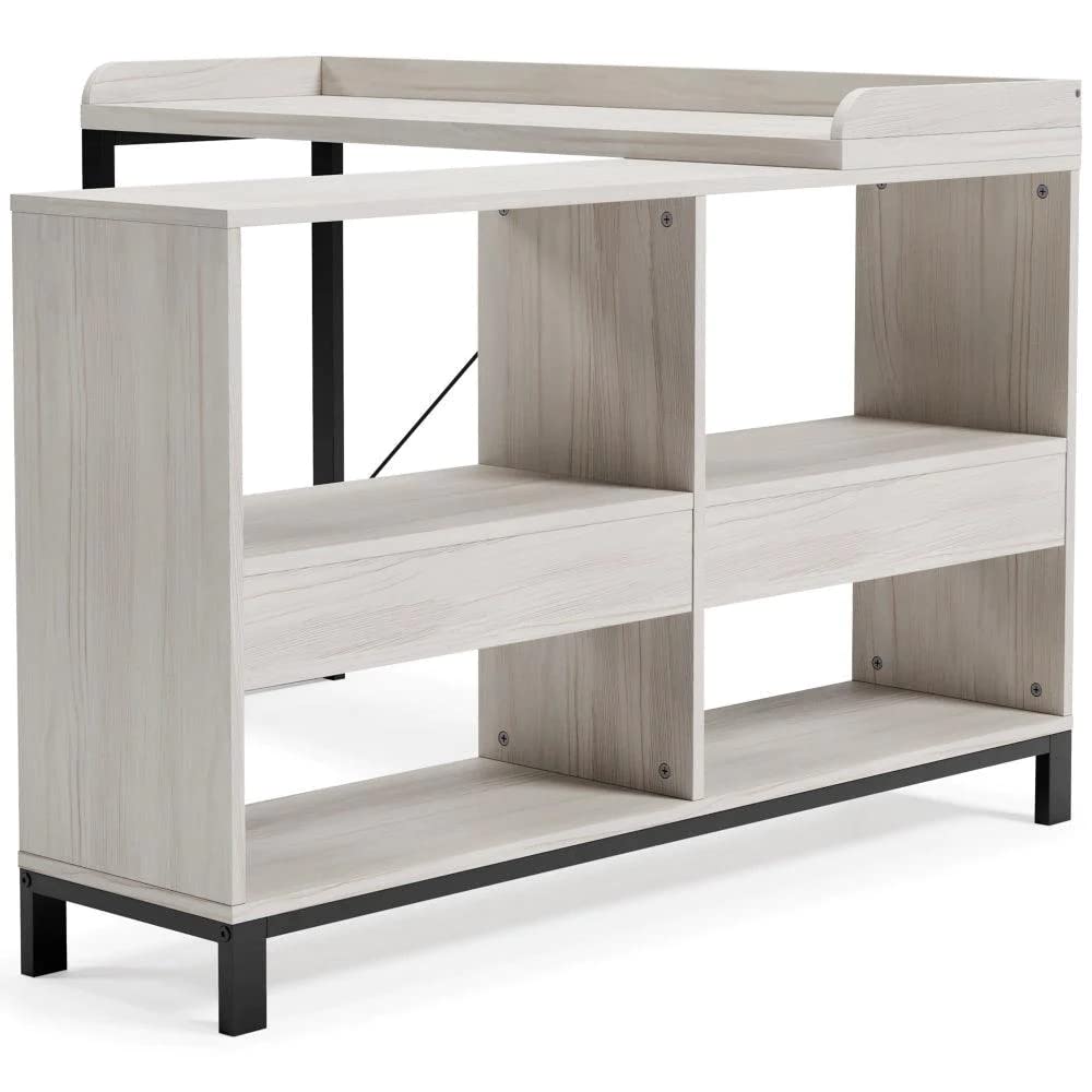Signature Design by Ashley Bayflynn Modern L-Shaped Computer Desk - White & Black Home Office Furniture for Small Spaces & Gaming Setups