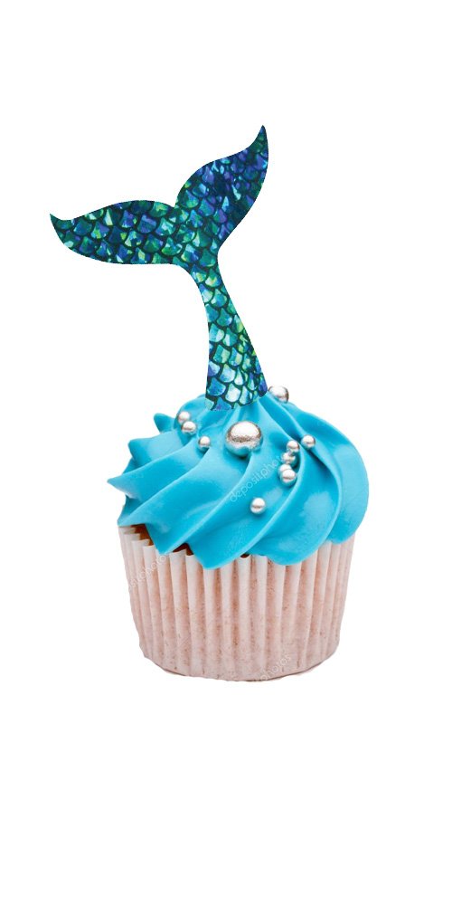 Mermaid Tails Cupcake Toppers - 24pcs Ocean Theme Cupcake Decorations for Birthday Parties, Baby Showers & Under the Sea Themed Events
