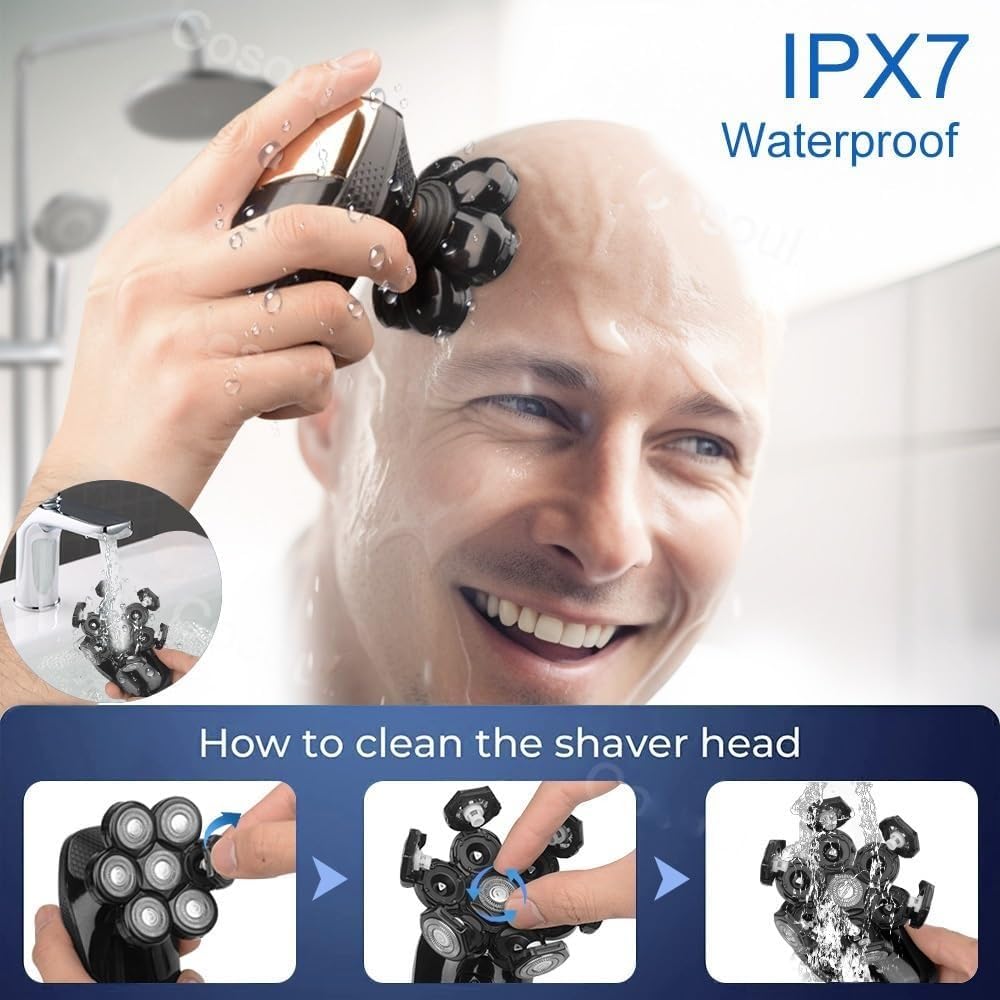 5-in-1 Electric Razor for Men - Powerful Rechargeable Beard Trimmer & Bald Head Shaver with Multiple Attachments - Perfect for Travel, Home Use & Gifts for Husband/Boyfriend