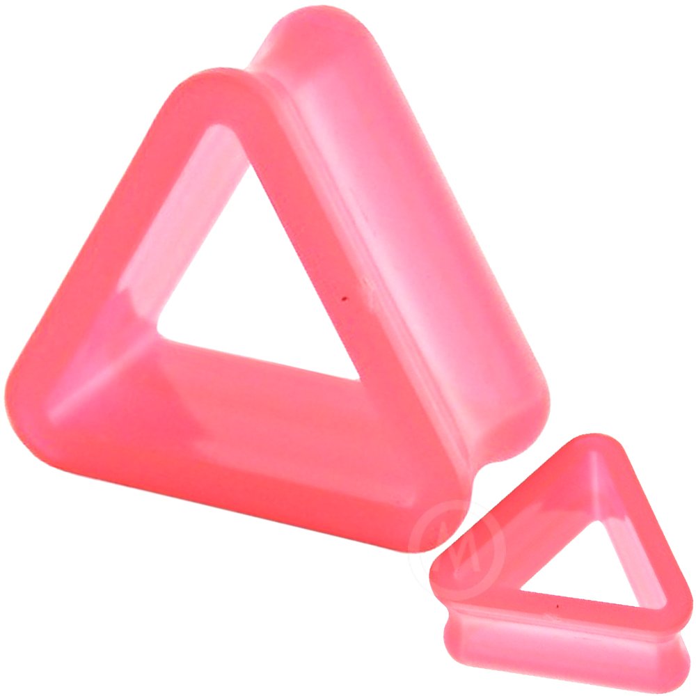 3mm to 20mm Acrylic UV Triangle Ear Plugs Flesh Tunnels - Purple, Pink, Red, Blue, Yellow | Stretching Gauges for Ear Piercing, Body Jewelry for Men & Women | Perfect for Parties, Concerts and Alternative Fashion
