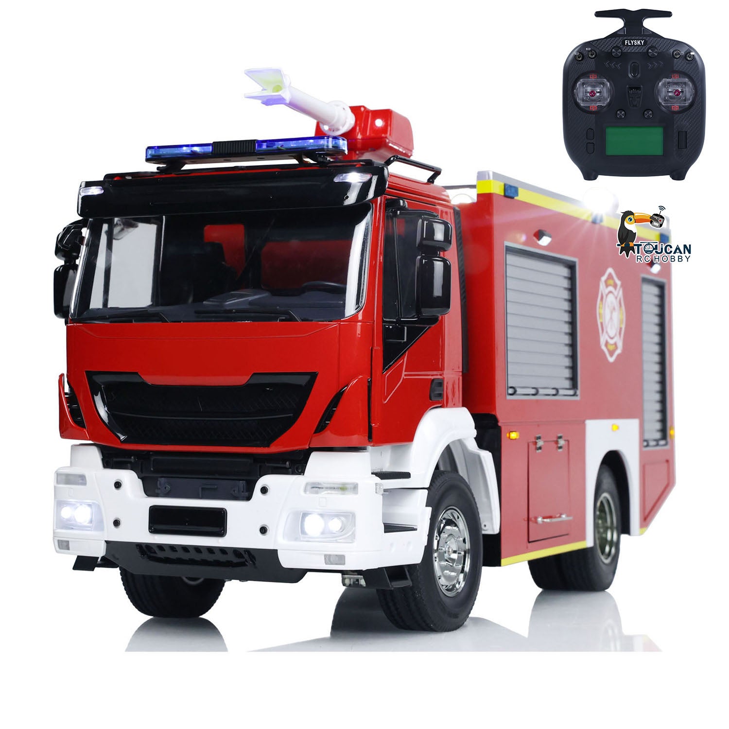 1/14 Scale RC Fire Truck - 4x2 Remote Control Fire Rescue Vehicle with 2-Speed Transmission, LED Lights & Sound Effects - ST8 System for Hobbyists & Collectors - Perfect for Playtime, Gifts & Model Displays