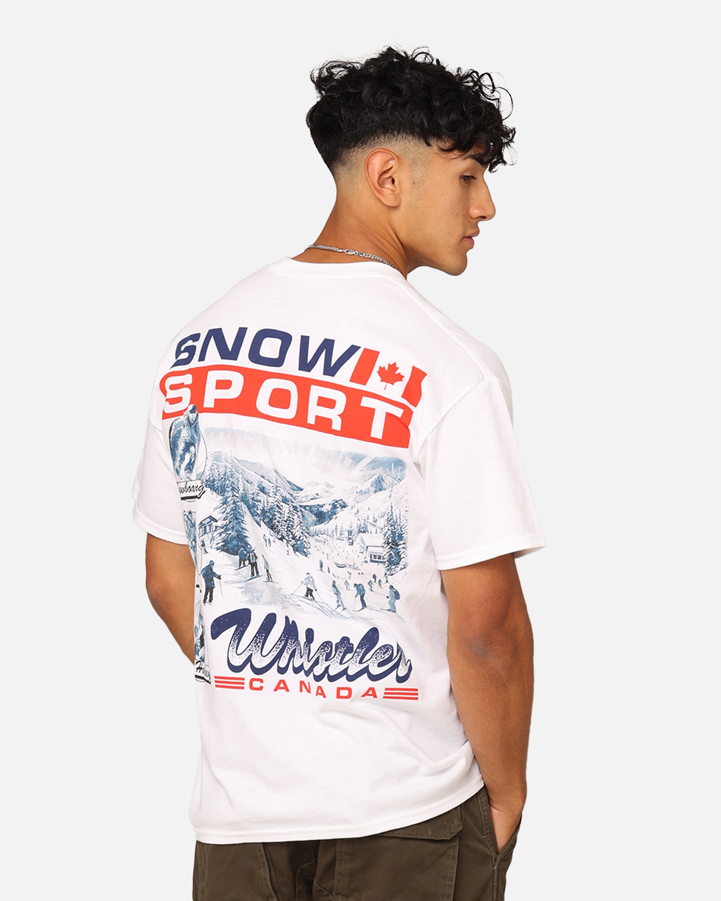 American Thrift Snow Sport T-Shirt - White - Comfortable & Stylish Winter Tee for Skiing, Snowboarding & Outdoor Activities