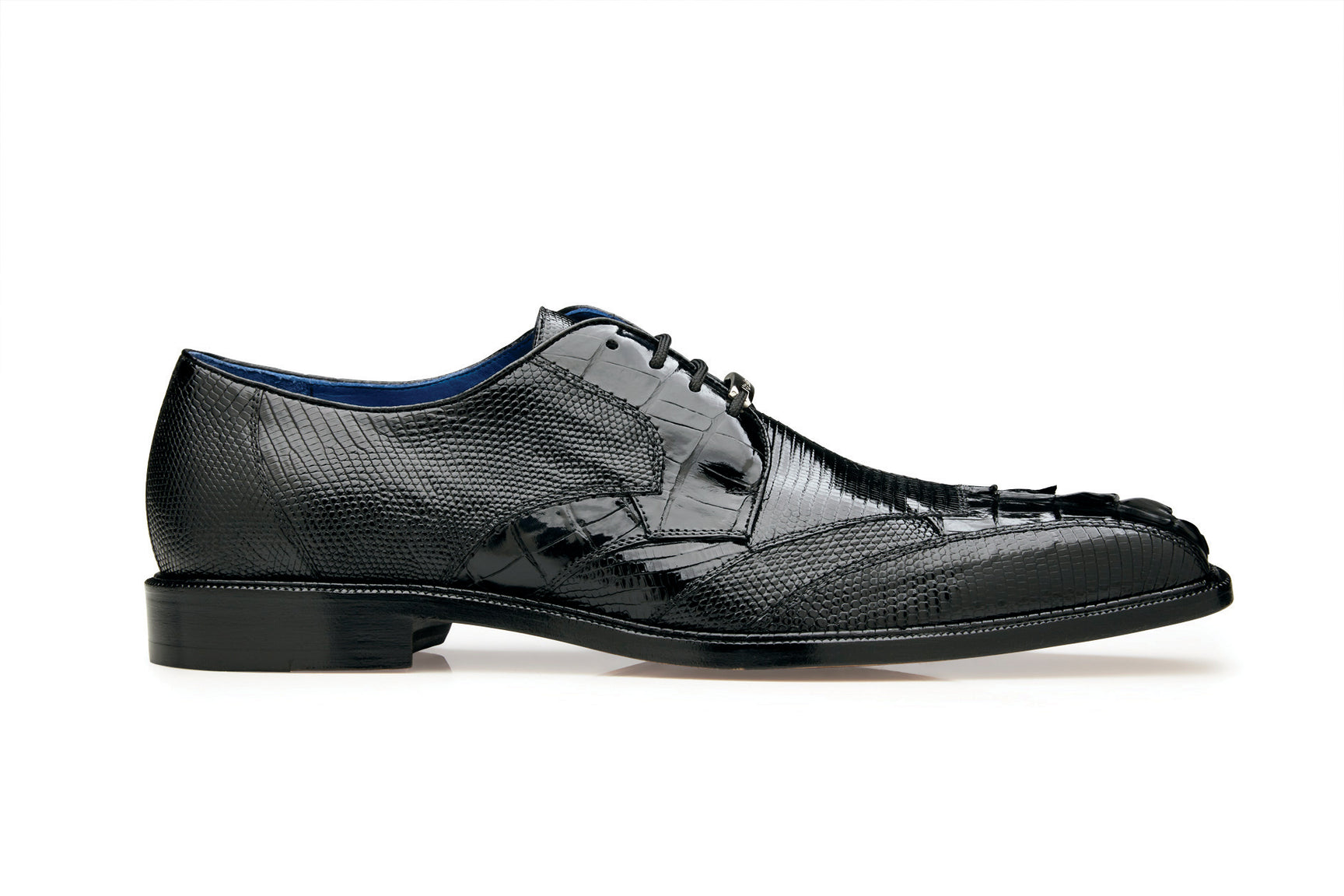 Belvedere Valter Genuine Caiman Crocodile & Lizard Leather Dress Shoes for Men - Black Formal Business Shoes - Premium Luxury Office & Wedding Footwear (Style 1480)