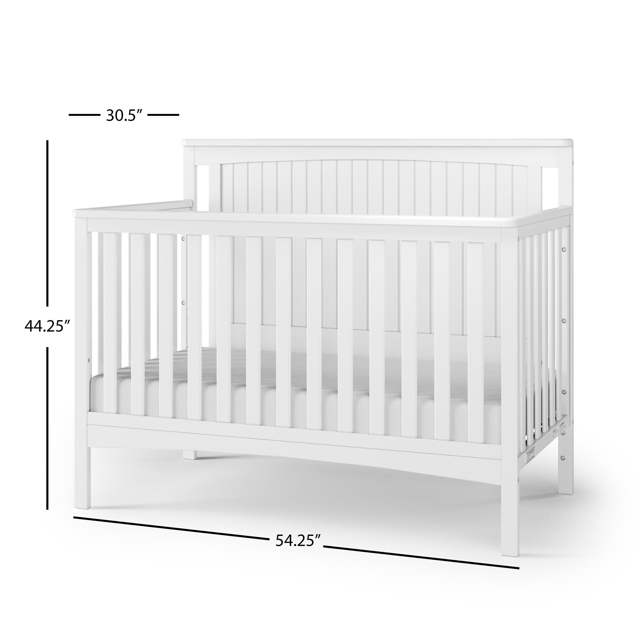 Child Craft Scout 4-in-1 Convertible Crib - Converts to Day Bed, Toddler Bed & Full Size Bed | 3 Adjustable Mattress Heights | Non-Toxic Baby Safe Matte White Finish | Perfect for Nursery, Bedroom & Growing Toddlers