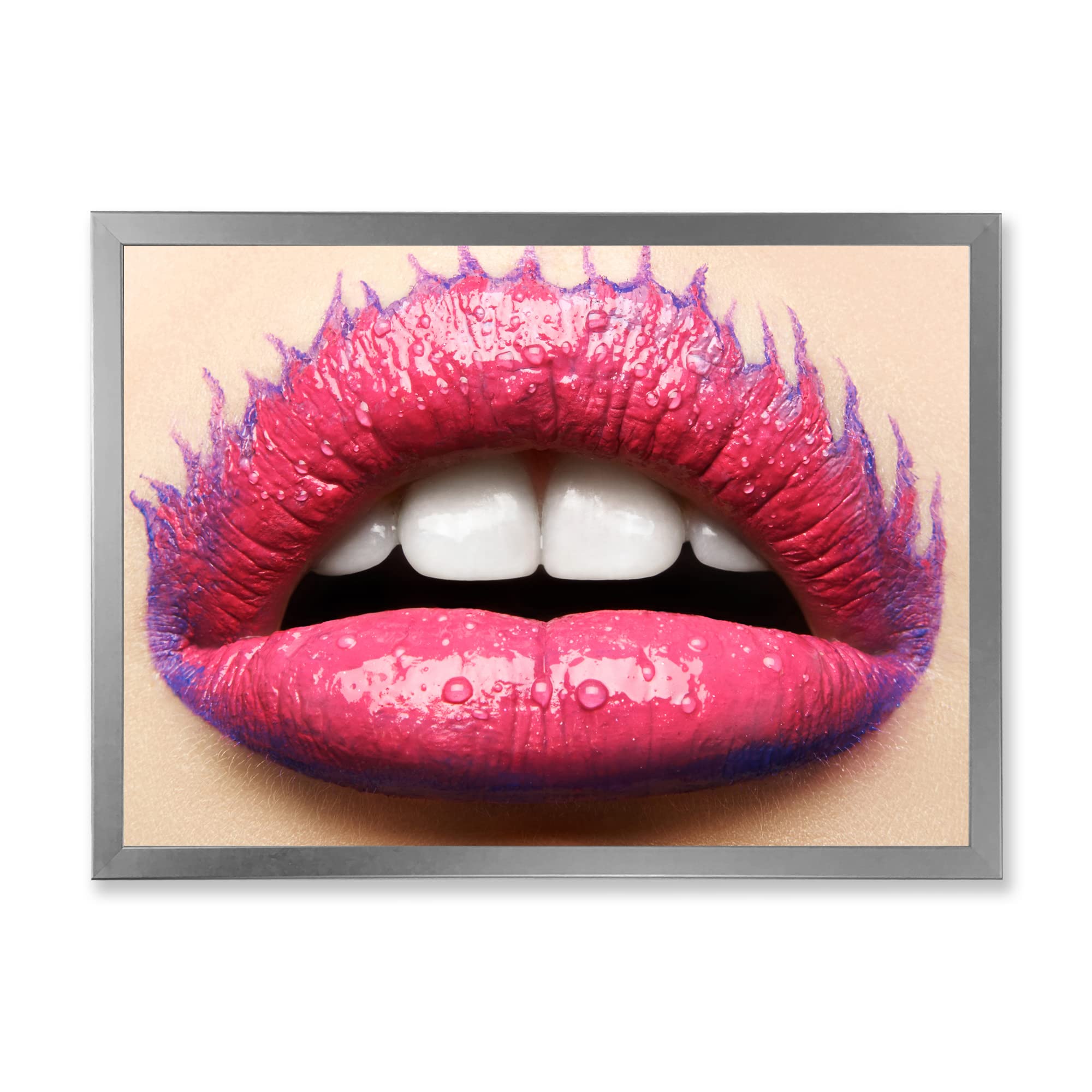 Elegant Pink Lipstick Female Lips Modern Framed Wall Art - Perfect for Living Room Decor, Bedroom Aesthetic & Office Wall Art