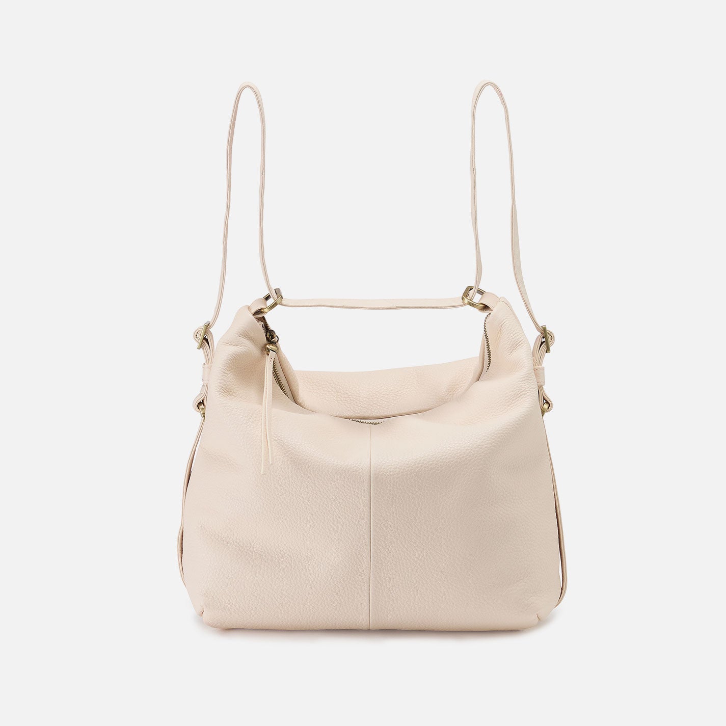 Emily Convertible Backpack in Pebbled Leather - Cream | Stylish Laptop Bag for Women | Perfect for Work, Travel & College