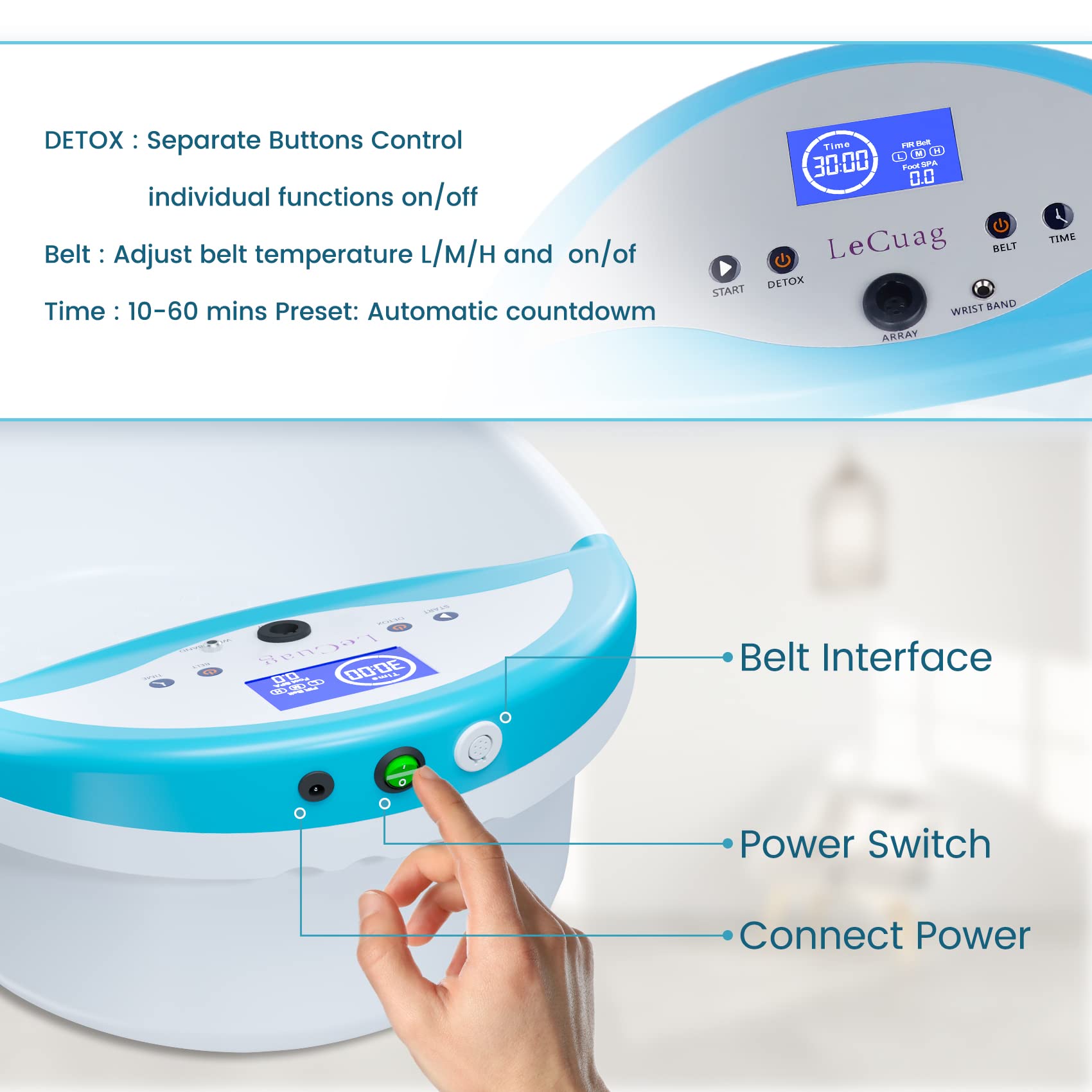 Ionic Foot Bath Detox Machine with Massage Slippers & FIR Belt - Negative Hydrogen Ion Foot Spa for Deep Cleansing & Relaxation | Perfect for Home Detox, Stress Relief & Foot Care