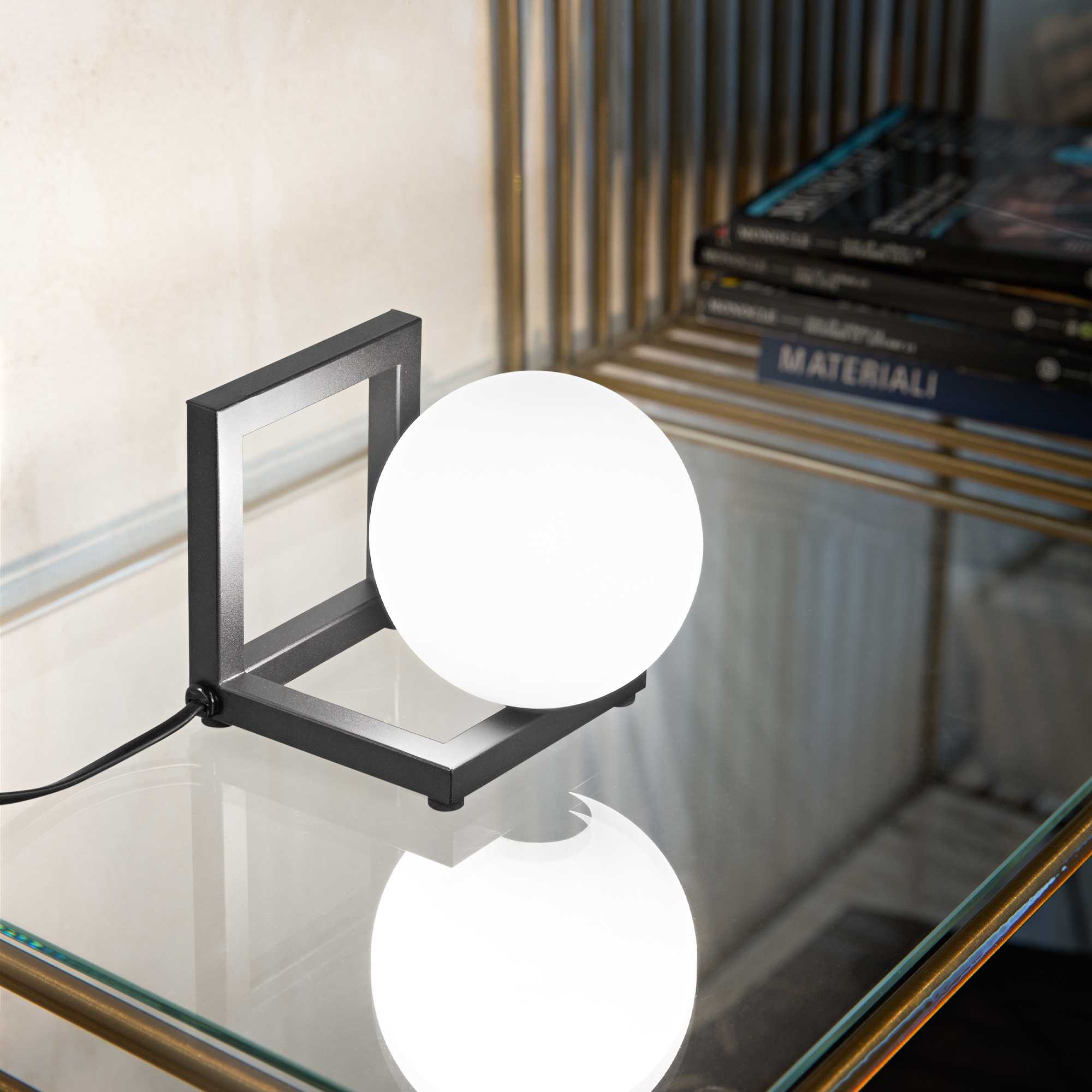 Angelo Table Lamp - Modern Black & Brass Finish Desk Lamp for Bedroom, Living Room, or Office - Adjustable LED Lighting for Reading & Decor