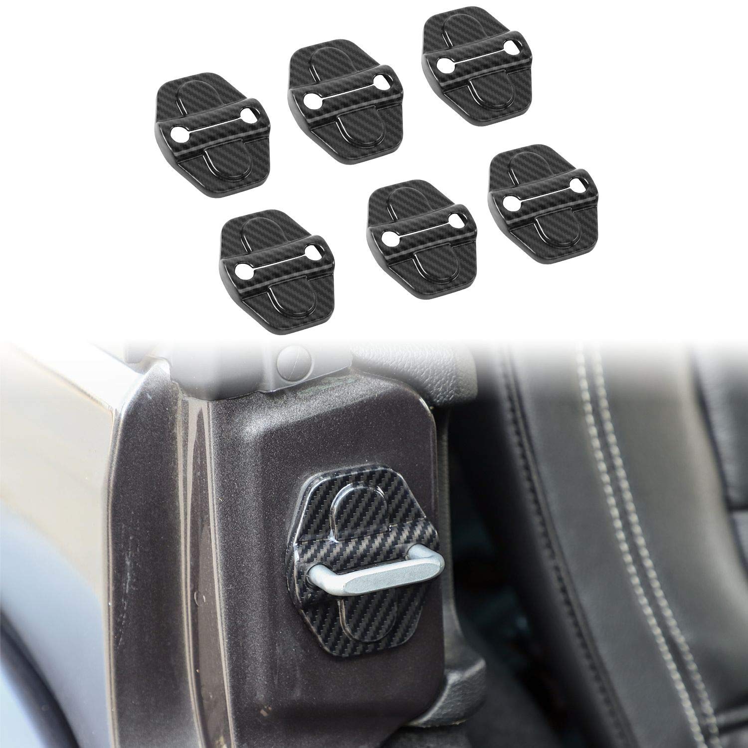 Jeep JL ABS Carbon Fiber Door Lock Covers (6PCS) - Protective Trim for 2018-2024 Jeep Wrangler JL/JLU & Gladiator JT - Durable Exterior Accessories for Off-Road Adventure & Daily Driving