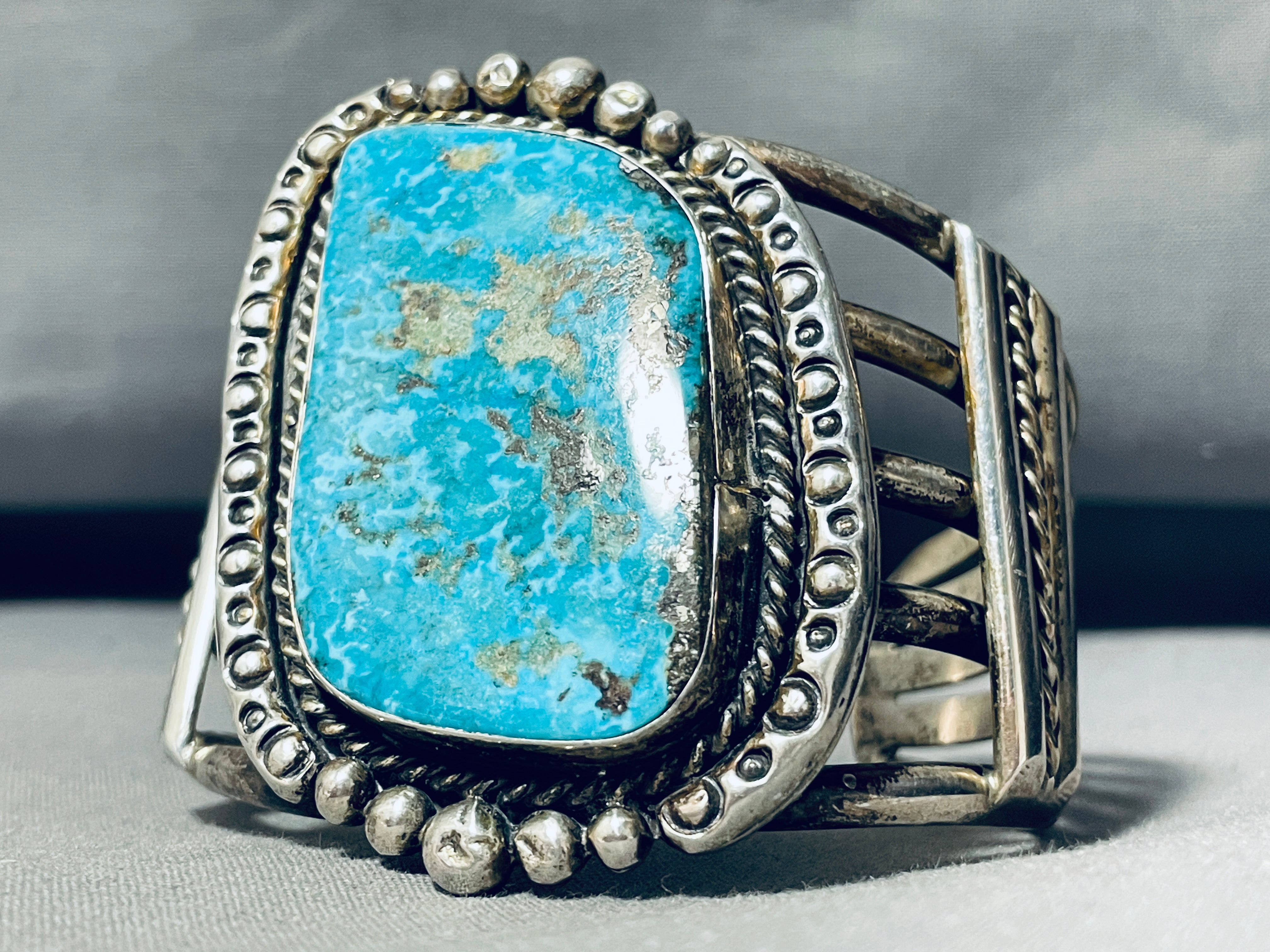 Authentic Navajo Sterling Silver Turquoise Bracelet - 106g Vintage Handmade Jewelry for Women - Perfect for Boho Fashion, Gift Giving & Special Occasions