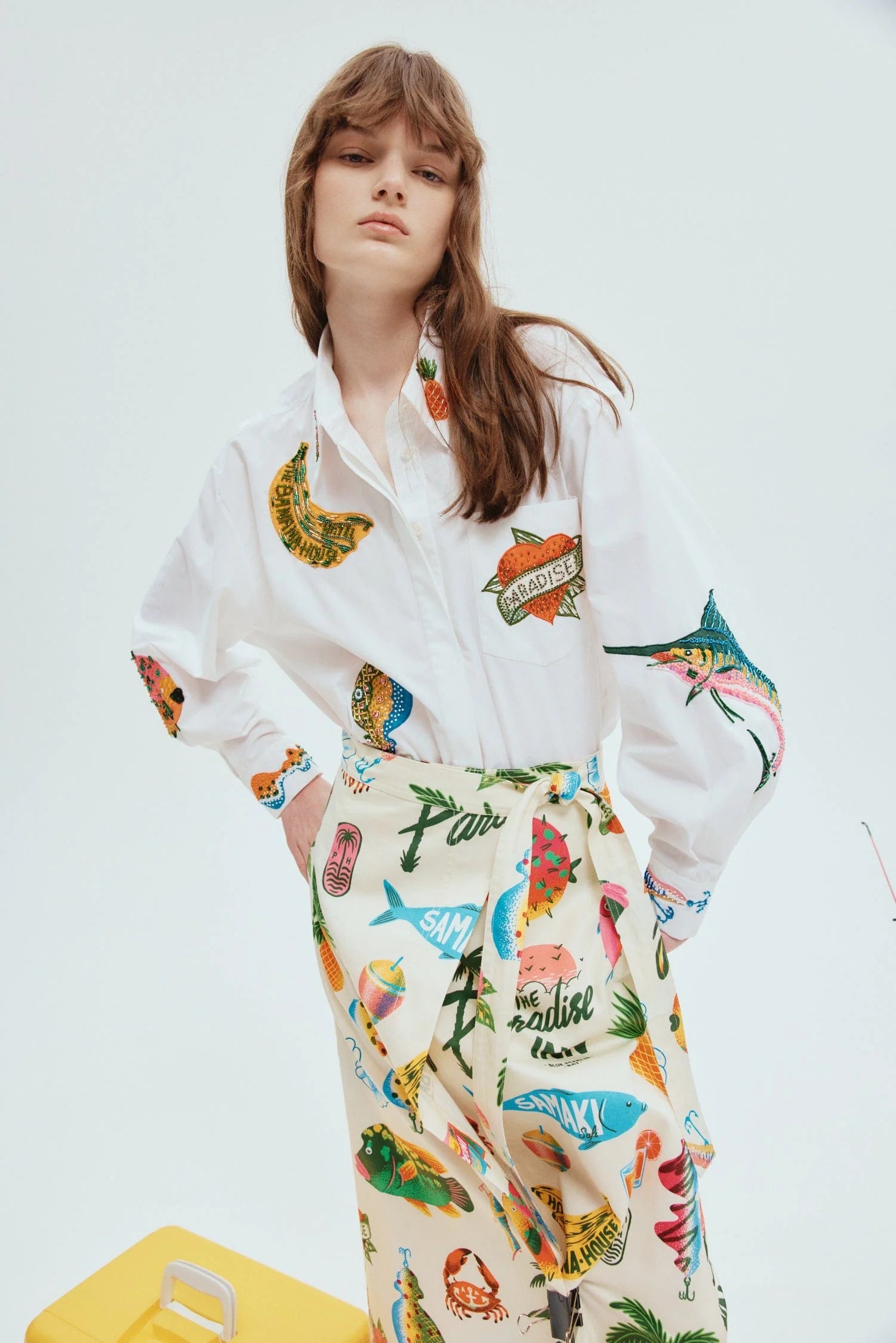 Stylish Clam Embroidered Shirt for Women - Trendy Summer Blouse with Shell Design - Perfect for Beach Vacations, Casual Outings & Boho Fashion