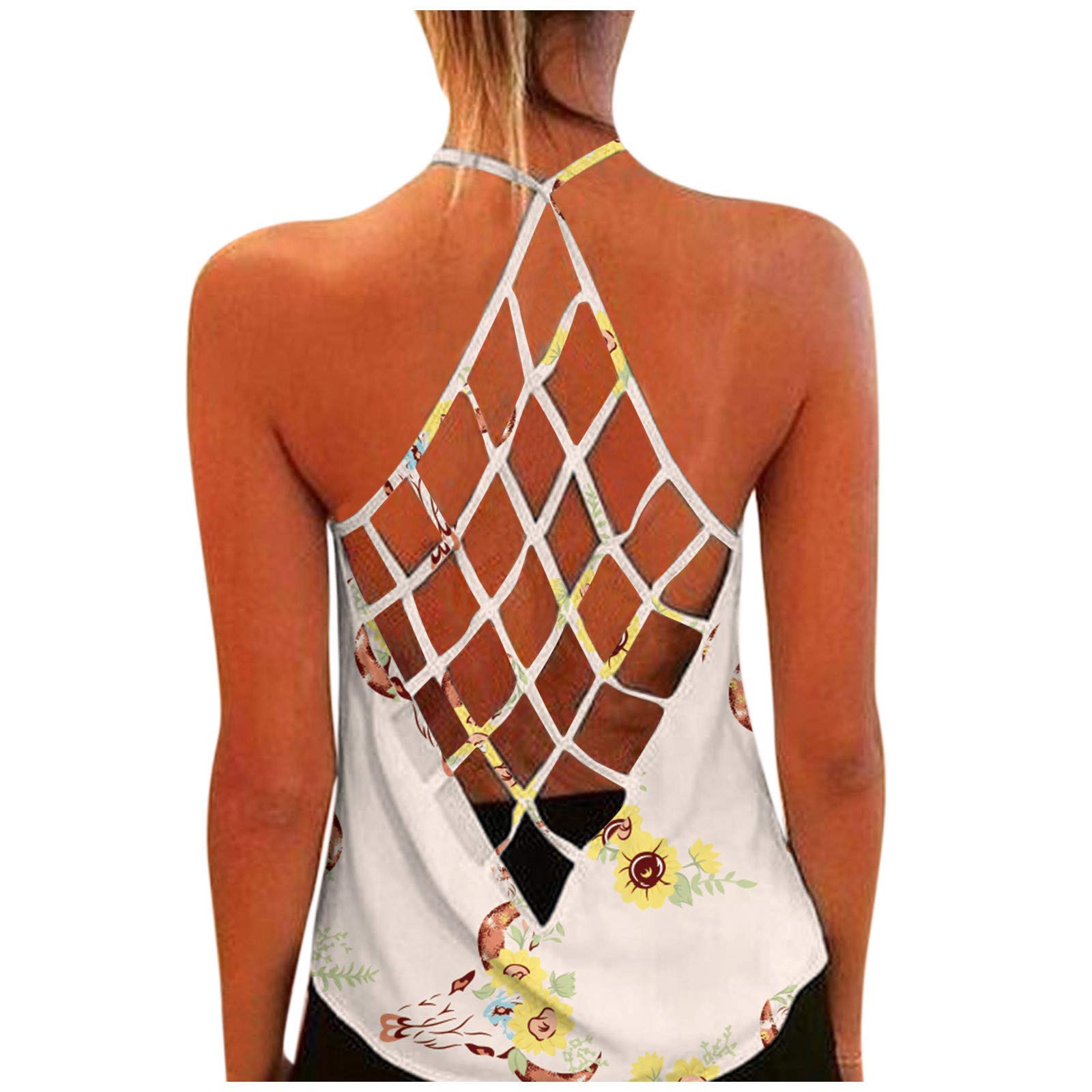 Sunflower Print Plus Size Tank Tops for Women - Sexy Casual Summer Tops - Perfect for Beach Outings, Music Festivals & Date Nights