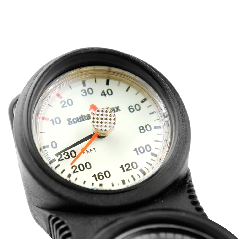 ScubaMax GA-07 Two-Gauge Console - Professional Dive Computer with Depth & Air Pressure Monitoring for Scuba Diving, Snorkeling & Underwater Exploration