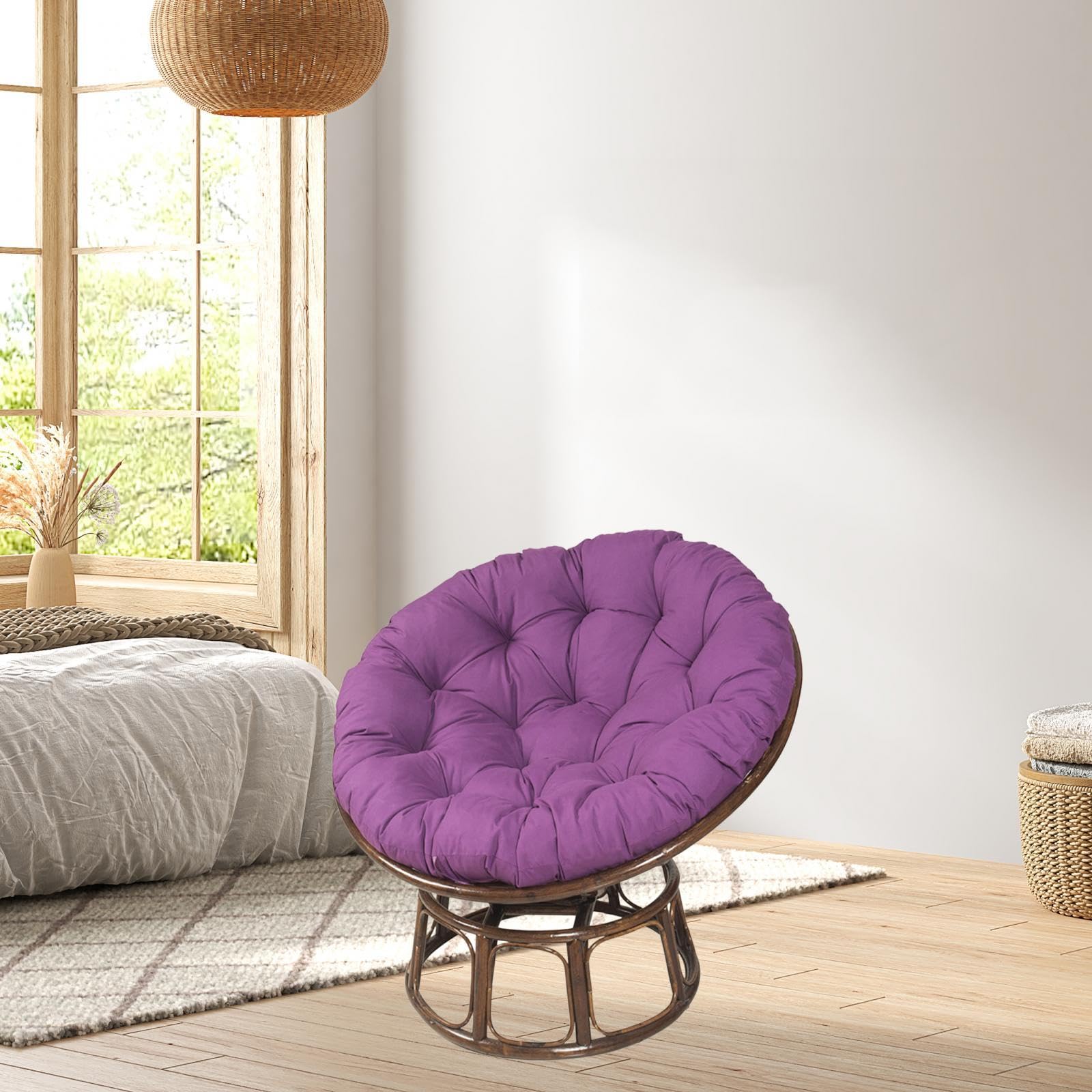 Comfy Round Hammock Chair Cushion - Soft Hanging Egg Chair Pad for Porch Swings, Garden & Office - Purple Outdoor Lounge Accessory | Perfect for Relaxing, Reading & Sunbathing