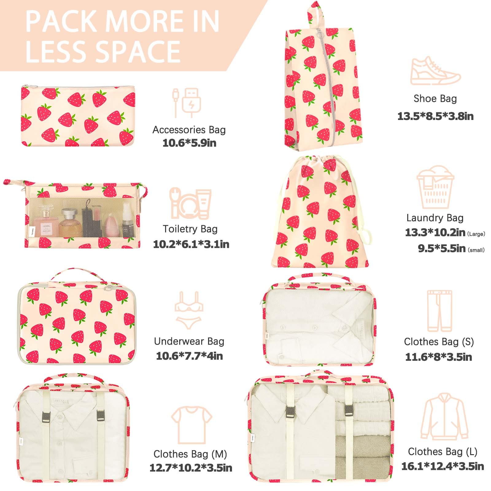 KPX 8-Piece Travel Packing Cubes Set - Lightweight Luggage Organizers with Large Toiletries Bag for Clothes, Shoes & Cosmetics | Perfect for Vacation, Business Trips & Weekend Getaways