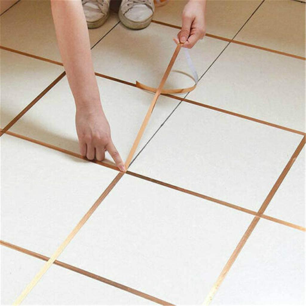 Premium Self-Adhesive Ceramic Tile Gap Sealing Tape - 50M Gold Foil Strip for Floor & Wall Tiles | Waterproof, Durable Gap Filler for Bathroom, Kitchen & Shower Renovations