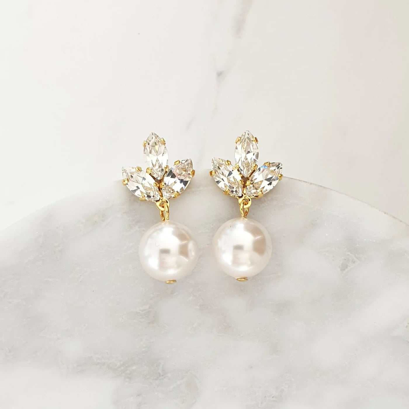 Anastasia Pearl Crystal Bridal Pearl Drop Earrings – Elegant Wedding Jewelry for Brides, Bridesmaids & Formal Occasions