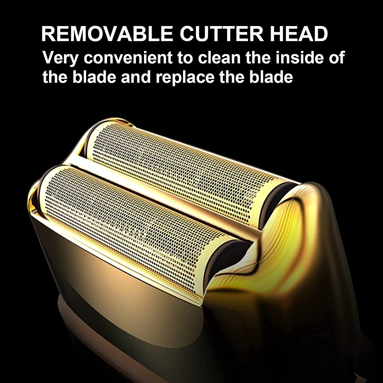 Premium Men's Electric Foil Shaver - Rechargeable Wet/Dry Shaver with Multifunctional Removable Cutter Head - Ultra Comfortable Gold Shaver for Smooth Shaving at Home or Travel