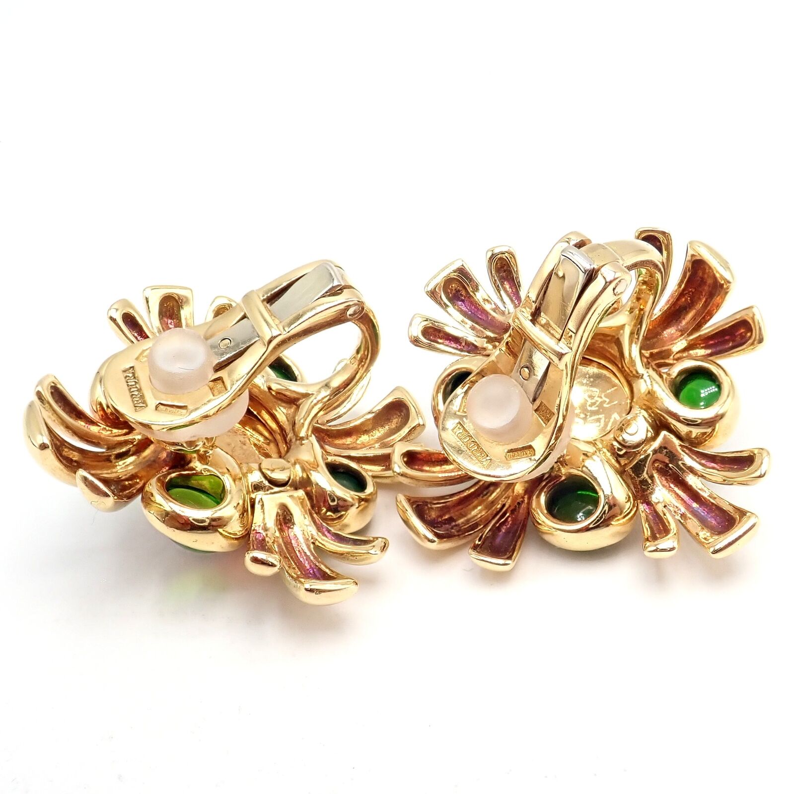 Authentic Verdura 18k Yellow Gold Citrine & Green Tourmaline Vintage Drop Earrings - Perfect for Weddings, Parties & Special Occasions
