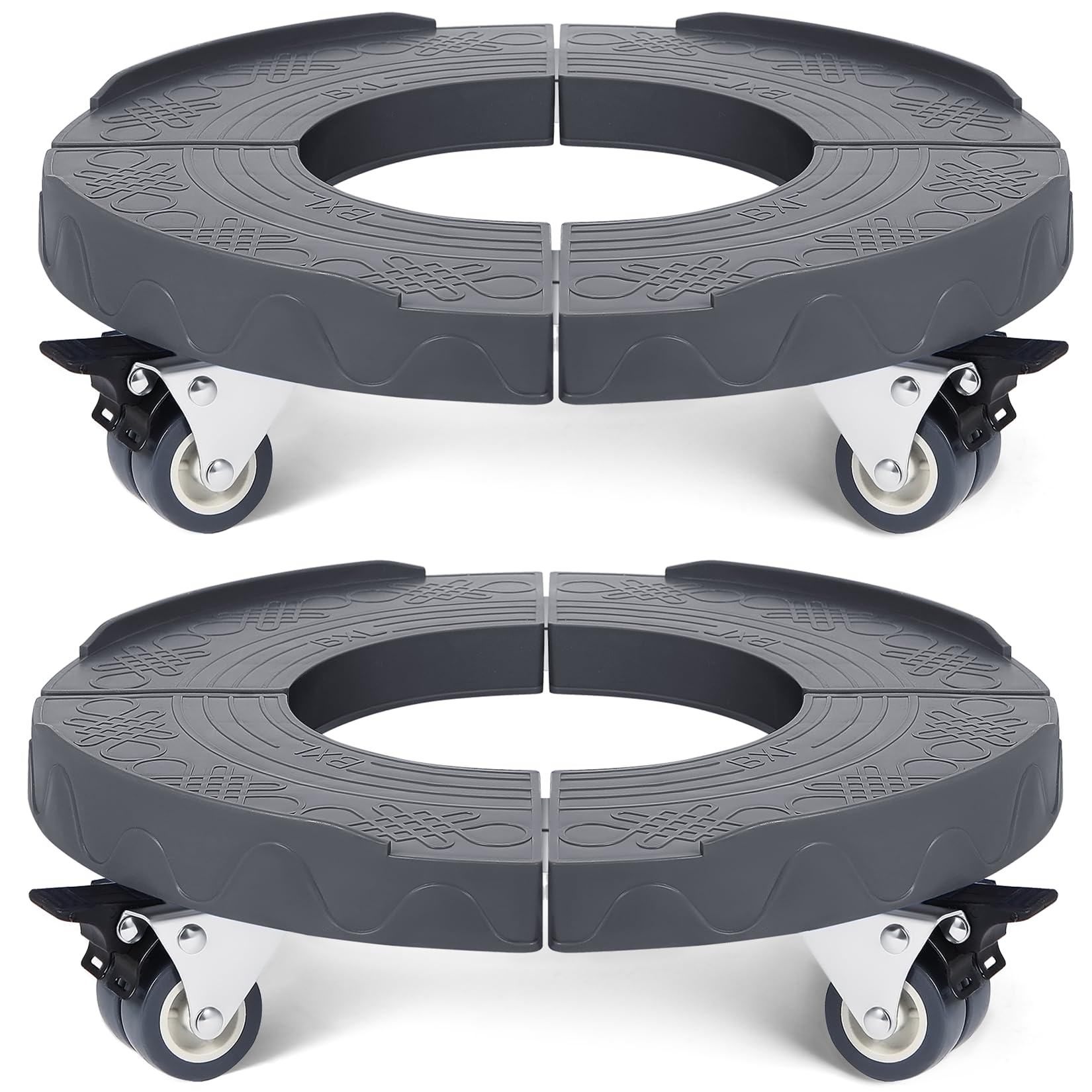 Weibida 2-Pack Heavy Duty Trash Can Roller Base with Wheels, Adjustable 15-19 Inch Round Dolly for Garage, Bucket & Drum - Multi-Functional Rolling Cart for Plants, Waste & Storage (Ideal for Home, Workshop & Garden Use)