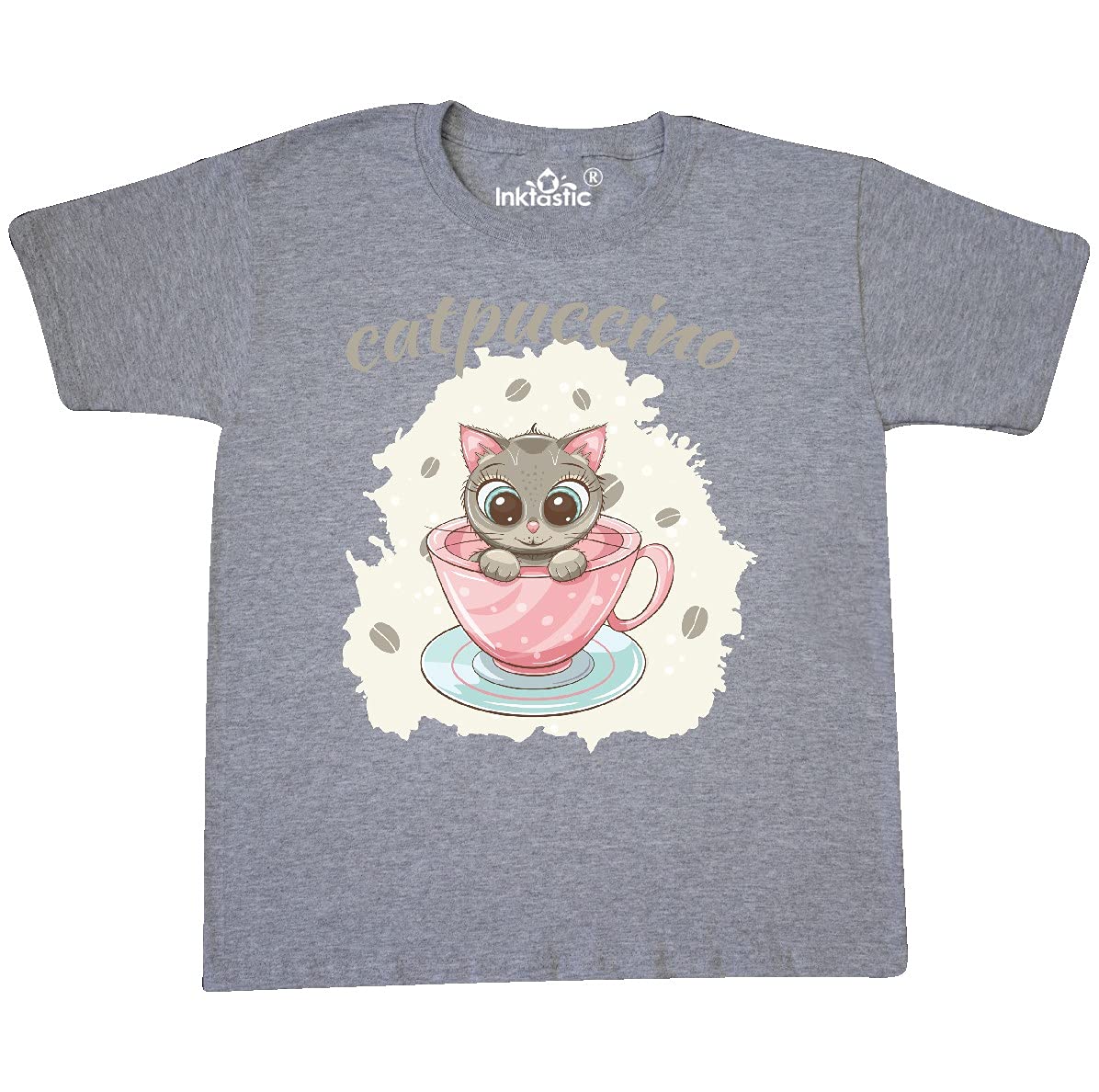 Inktastic Catpuccino Cute Cat in Pink Coffee Mug T-Shirt for Women & Girls - Funny Coffee Lover Gift Idea for Cat Enthusiasts - Perfect for Casual Wear, Gifts & Coffee Shops