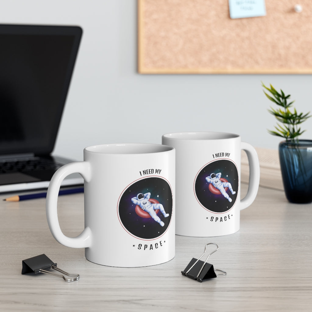 11oz Ceramic Coffee Mug with 'I Need My Space' Funny Graphic - Perfect for Office, Home, or Gifts