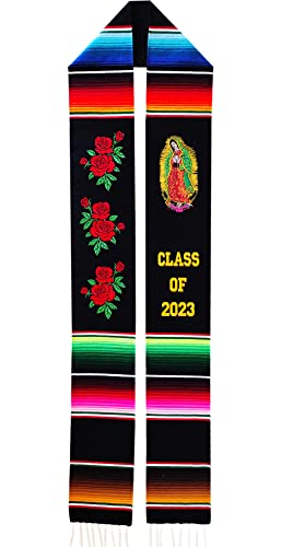 Yani's Gifts Authentic Mexican Graduation Sash - Class of 2023 Virgin of Guadalupe Design, Hispanic Serape Stole for Graduation Ceremony - Perfect for High School & College Graduates Celebrating Hispanic Heritage