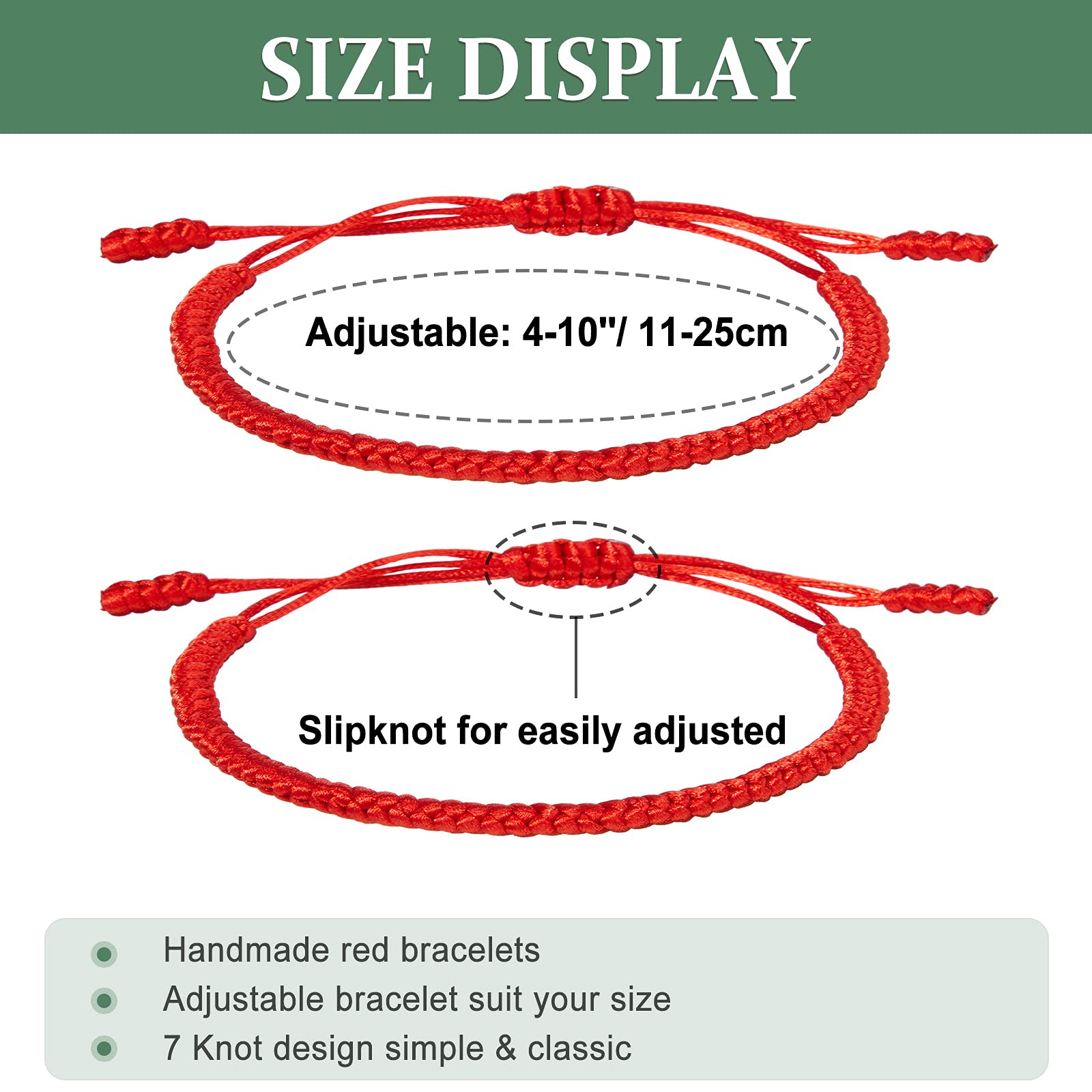 Hicarer 24 Pack Red Braided Adjustable Cord Bracelets - Kabbalah Protection Amulet, Handmade Friendship Bracelets for Women, Men, Teens - Success, Prosperity & Good Luck Charm - Perfect for Gifts, Yoga, Meditation & Spiritual Protection