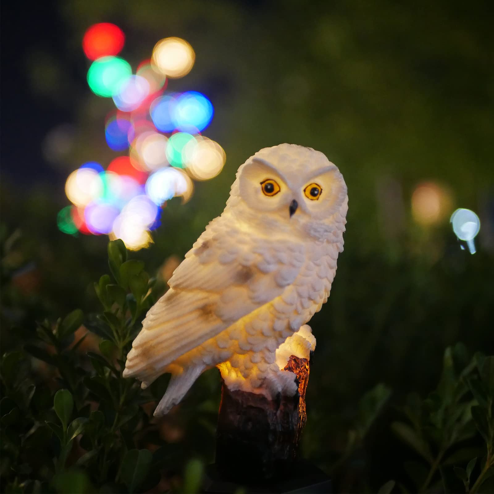 Solar Powered Owl Garden Lights - Waterproof White Owl Shaped Outdoor Solar Lights for Lawn, Walkway, Patio & Yard Decoration | Cute Animal Solar Lanterns for Garden, Courtyard & Landscape Lighting at Night