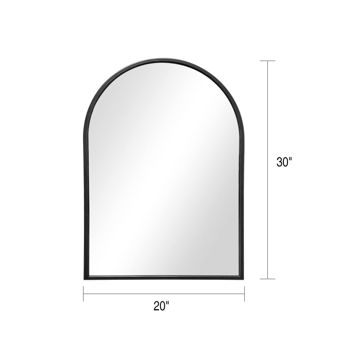 30x20 Inch Black Wall Mirror with Metal Frame - Arched Bathroom Vanity Mirror for Living Room, Entryway & Bedroom - Elegant Home Decor & Makeup Mirror