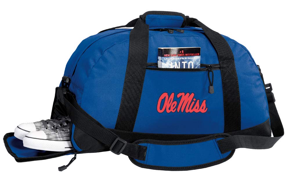 Ole Miss University of Mississippi Duffel Bag with Shoe Pockets - Royal Blue Gym Bag for Travel, Workout & Sports | Perfect for College Students, Gym Enthusiasts & Travelers