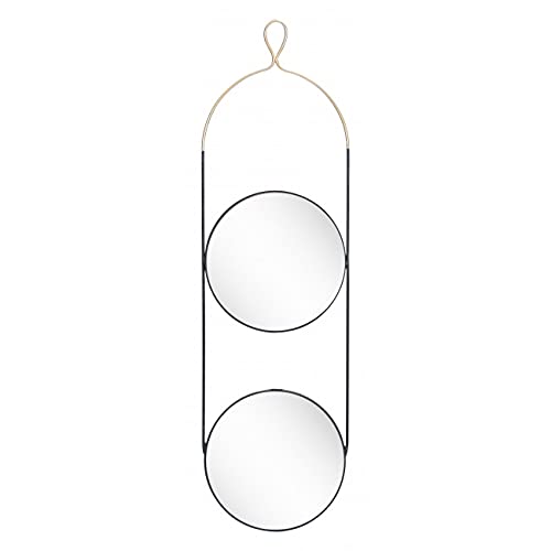 Gold & Black Steel Round Hanging Mirror with MDF Frame - Elegant Wall Decor for Living Room, Bedroom, or Entryway - HomeRoots