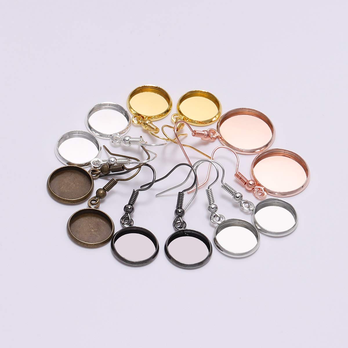 10 Pcs Stainless Steel Earring Wire Hooks for 20mm Cabochon Settings - DIY Jewelry Making Supplies (Rhodium Plated) | Perfect for Handmade Earrings, Pendants & Craft Projects