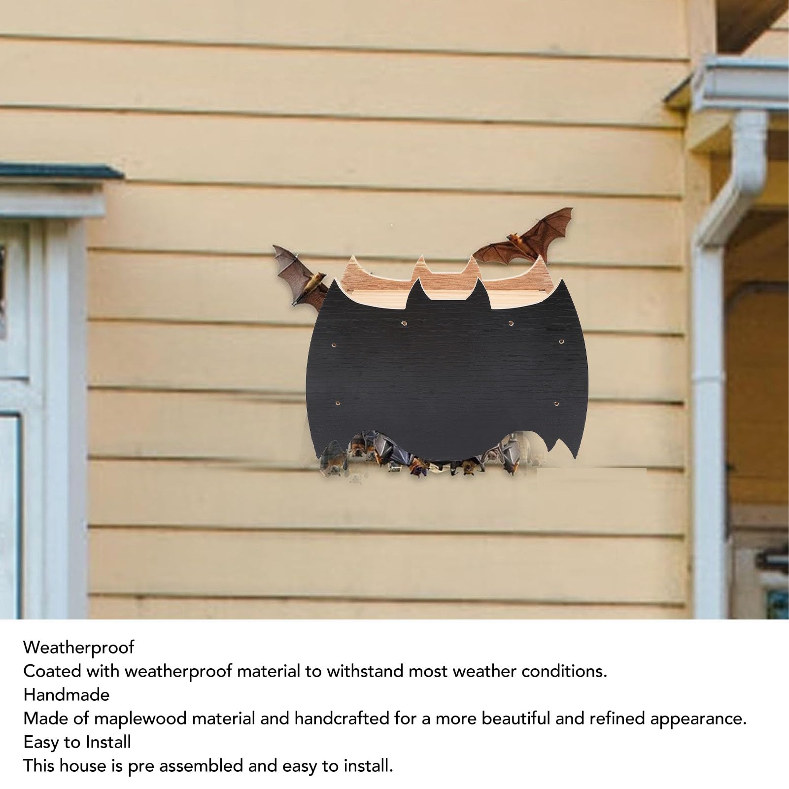 Handcrafted Weatherproof Wooden Bat House Kit - Natural Bat Shelter for Outdoor & Attic Use - Eco-Friendly Bat Box to Attract Bats for Natural Pest Control in Gardens & Backyards