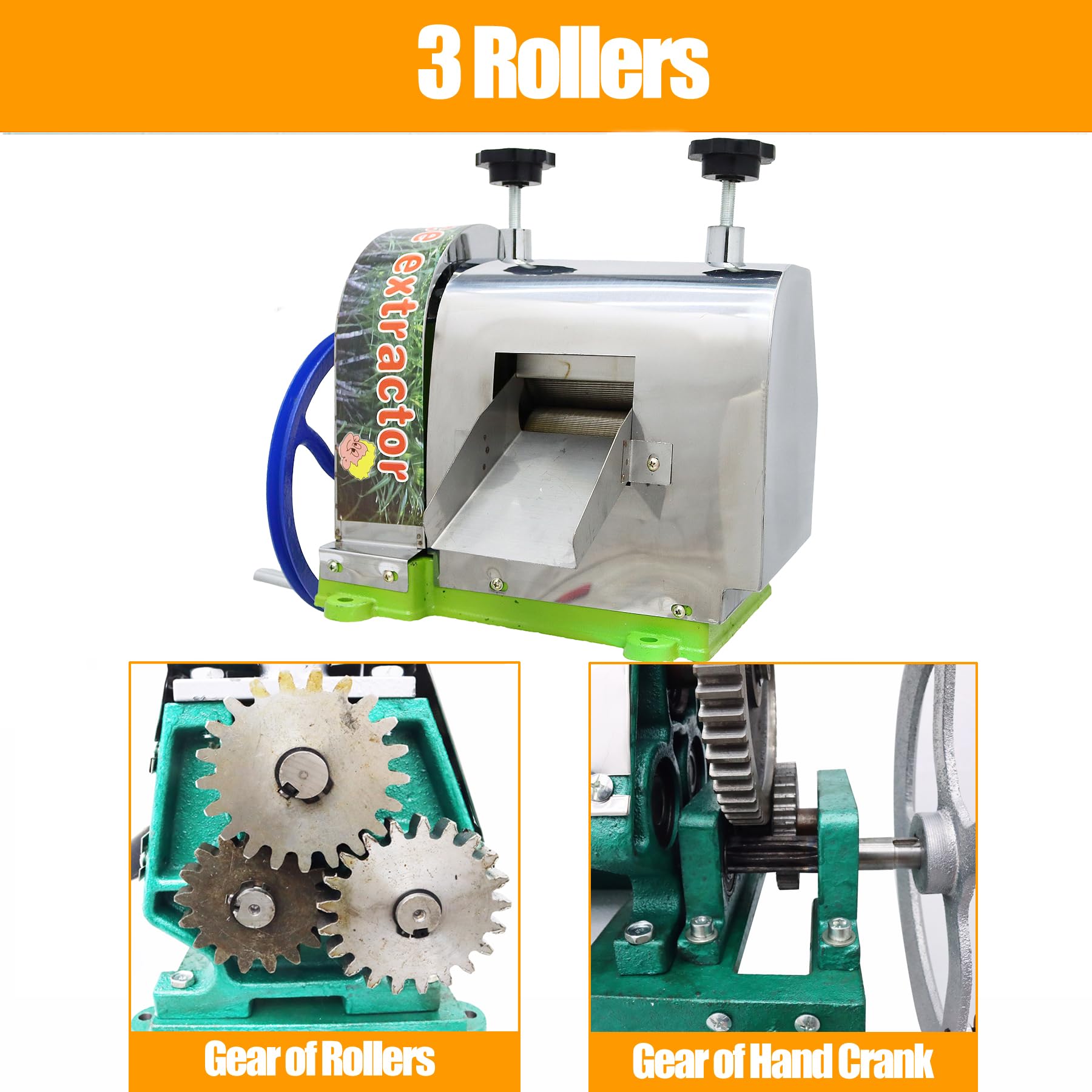 Efficient Manual Sugar Cane Juicer Machine 330LB/H Output with 2.4