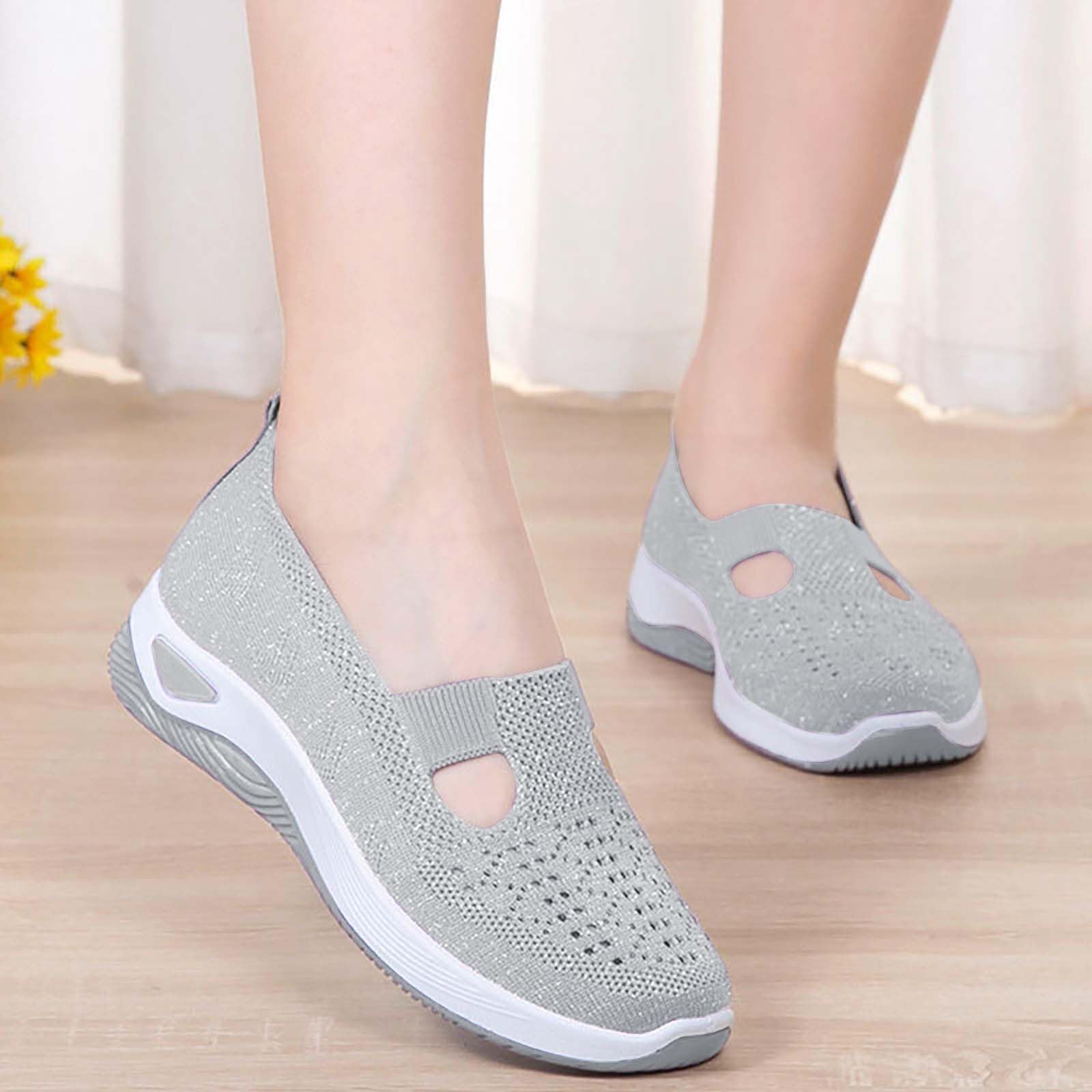 Women's Orthopedic Breathable Soft Walking Shoes - Slip On Diabetic Sneakers with Arch Support & Memory Foam | Comfortable Hands-Free Shoes for Walking, Travel & Daily Wear