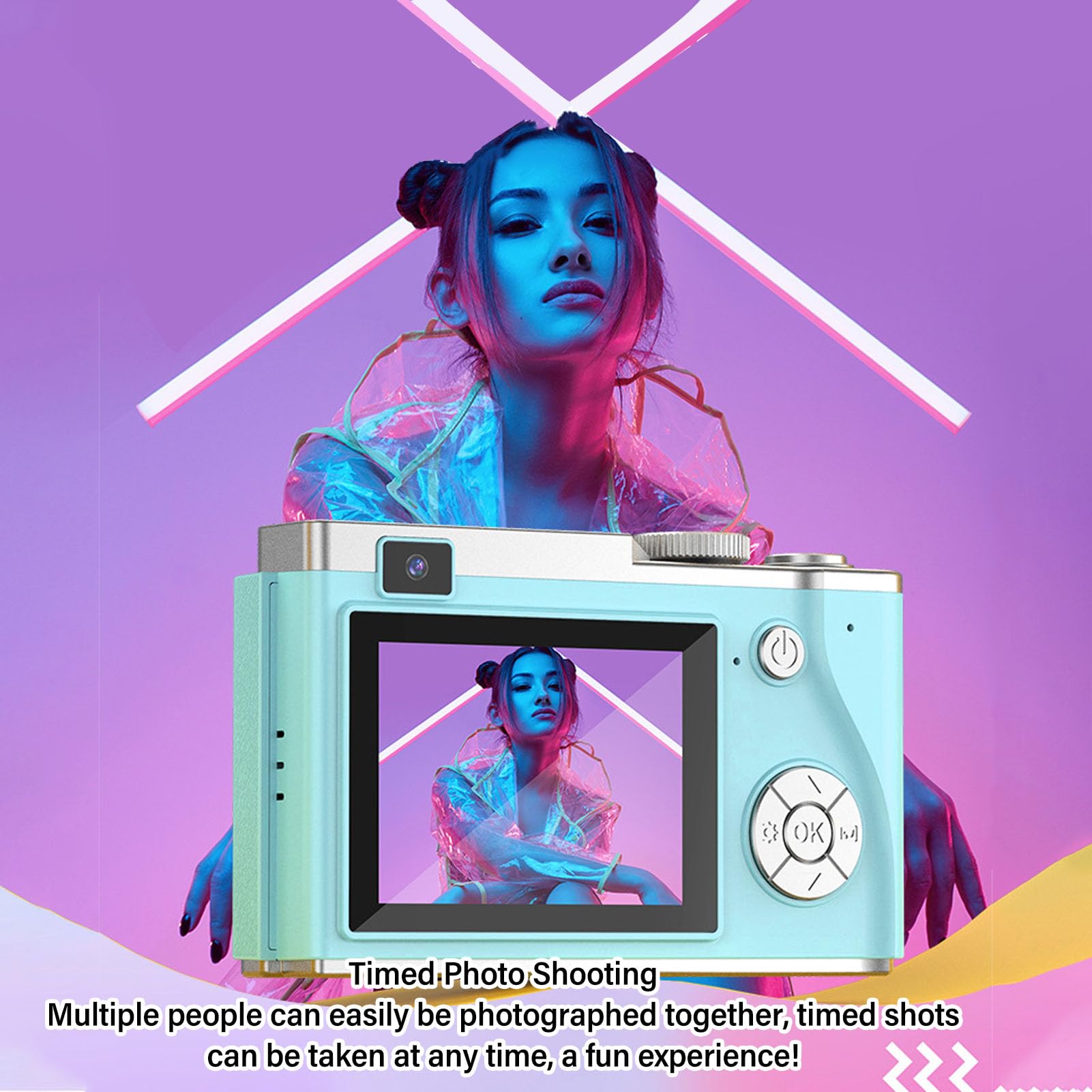 48MP HD 1080P Vlogging Camera with Autofocus & 16X Digital Zoom - Compact Point and Shoot Digital Camera for Teens & Beginners (Light Green) - Perfect for Travel, YouTube Videos & Everyday Photography