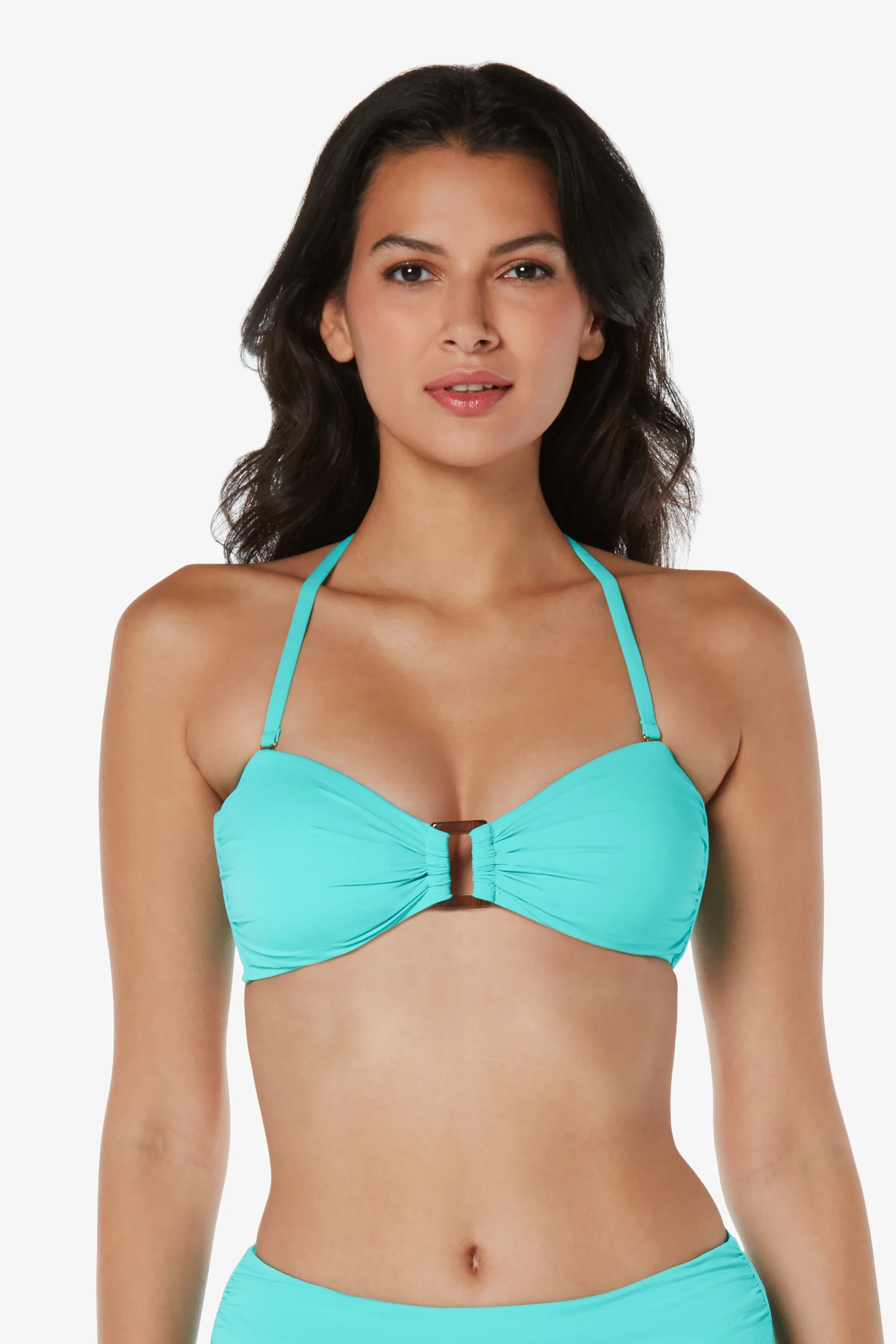 Hook Back Tortoise Bandeau Bra - Textured Seafoam Aqua Bikini Top for Women | Perfect for Beach, Pool & Summer Vacations