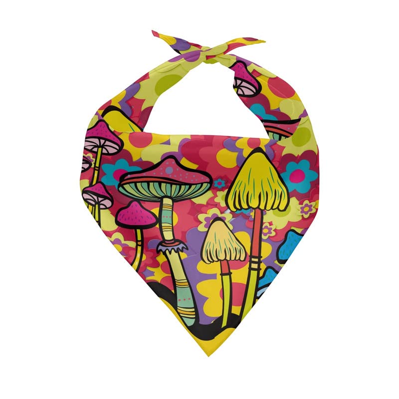 Cartoon Rainbow Abstract Mushroom Flowers