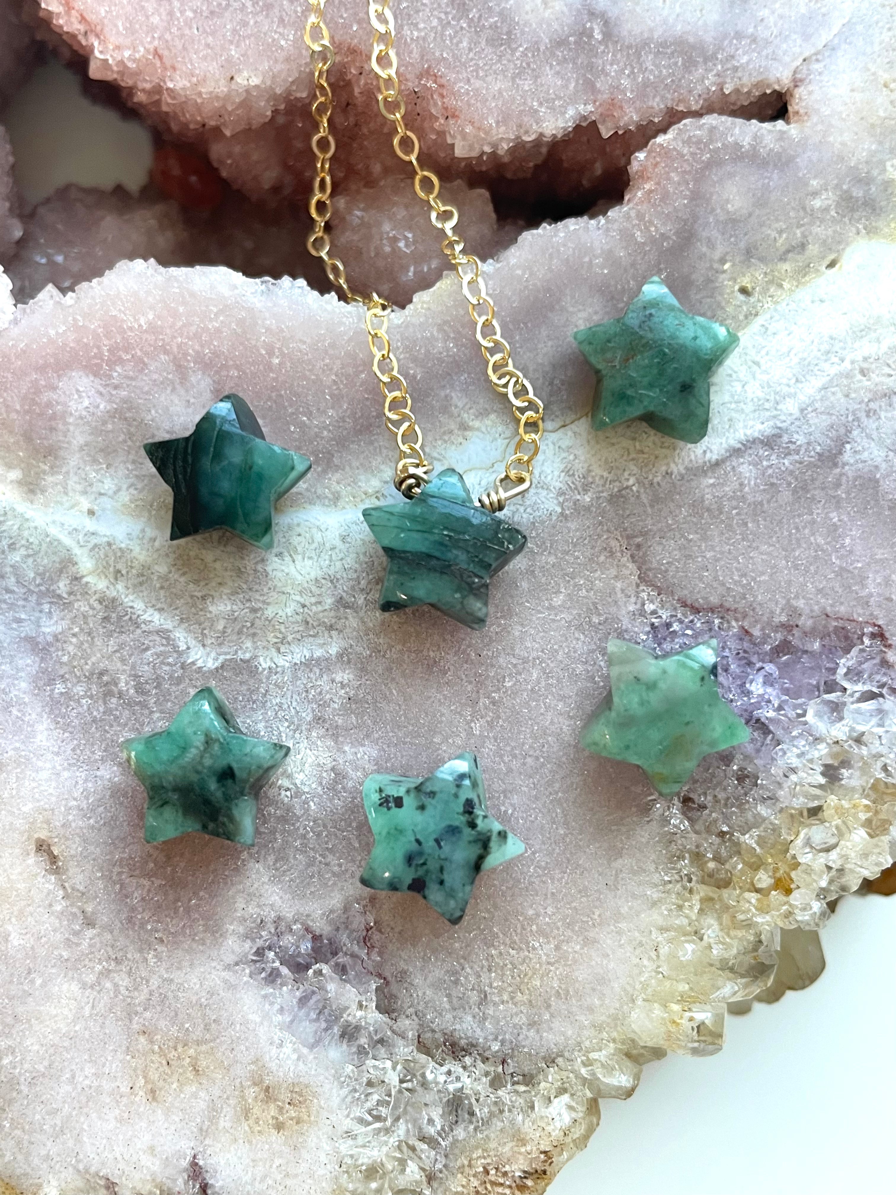 Emerald Star Pendant Necklace - 14K Gold Plated Elegant Jewelry for Women - Perfect Gift for Birthday, Anniversary & Valentine's Day - Ideal for Parties, Weddings & Special Occasions