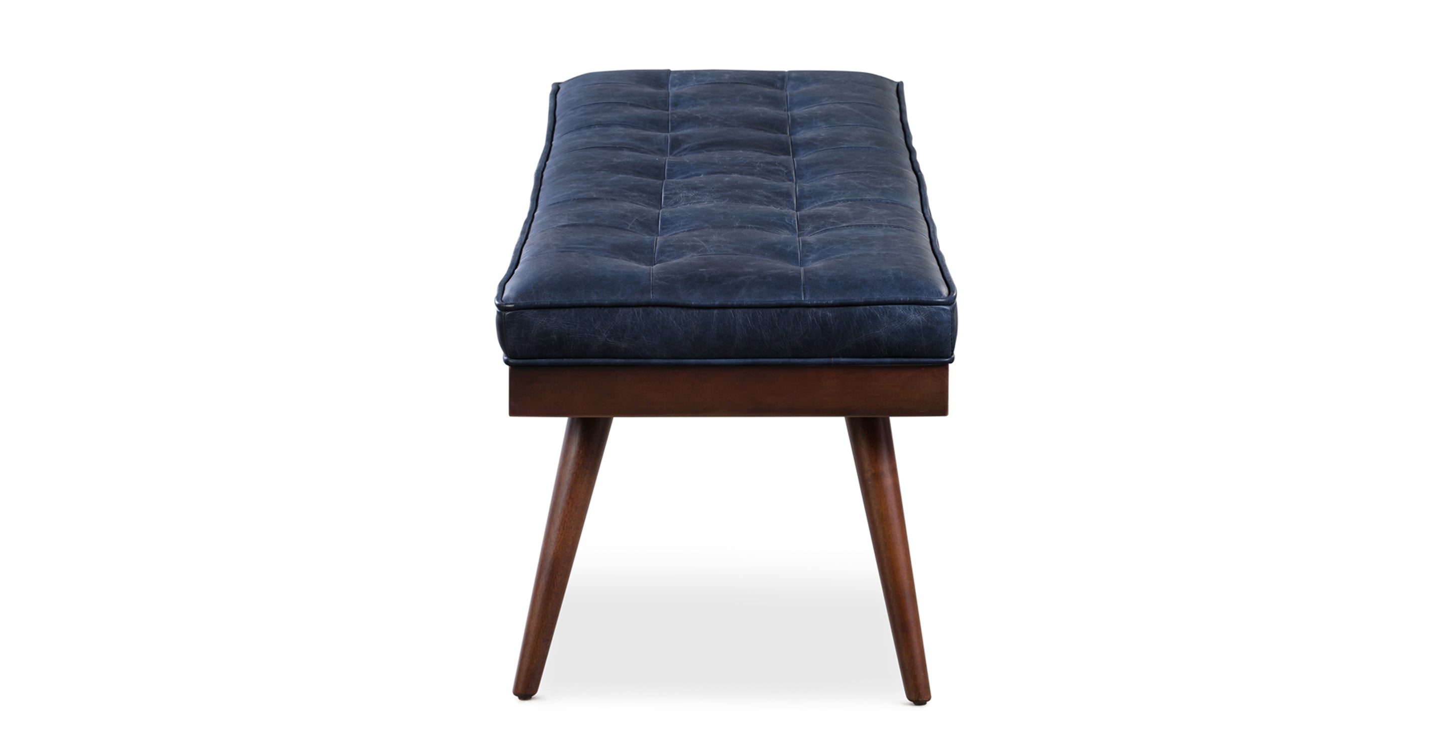 Luca Leather Bench - Modern Upholstered Storage Ottoman with Tufted Design for Living Room, Bedroom, or Entryway - Durable Faux Leather Seat with Sturdy Wooden Legs - Perfect for Extra Seating, Footrest, or Stylish Home Decor