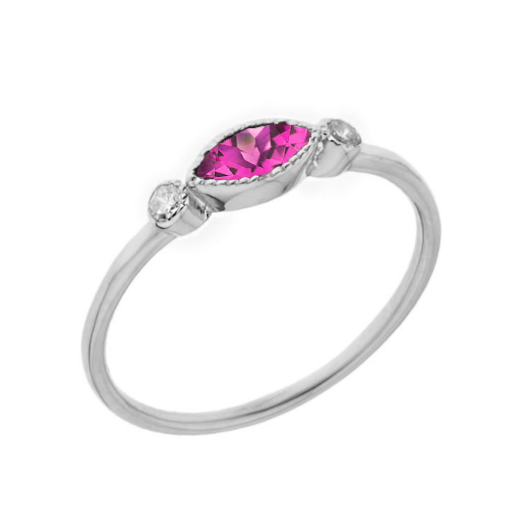 10K White Gold Solitaire June Birthstone & White Topaz Engagement Ring for Women - Elegant Proposal Wedding Band, Perfect for Anniversary, Valentine's Day & Special Occasions