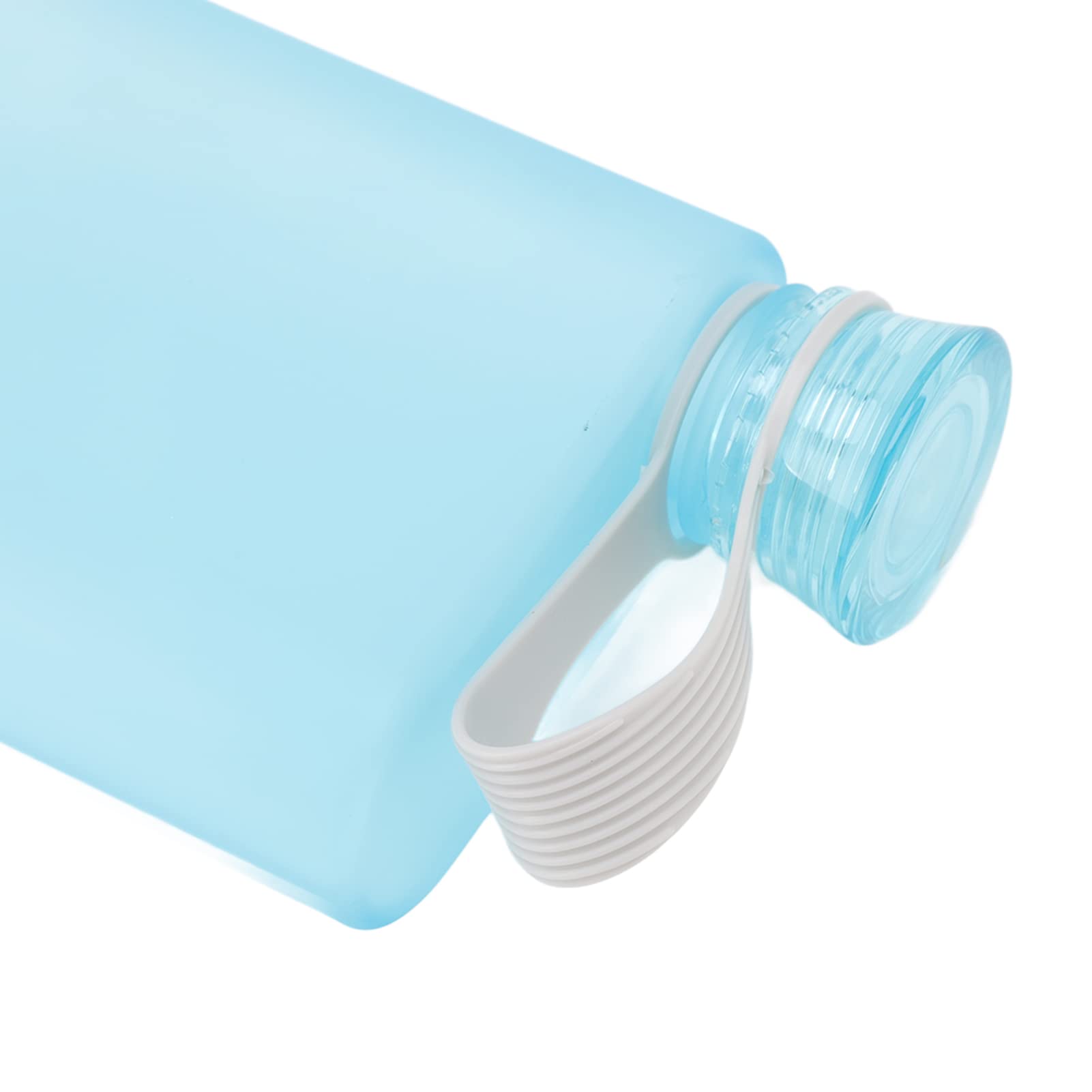 13oz Slim Flat Water Bottle - BPA Free Plastic Travel Mug with Leak-Proof Lid - Portable & Lightweight for Gym, Hiking, Office & Daily Use - 380ml Transparent Blue Sports Water Flask