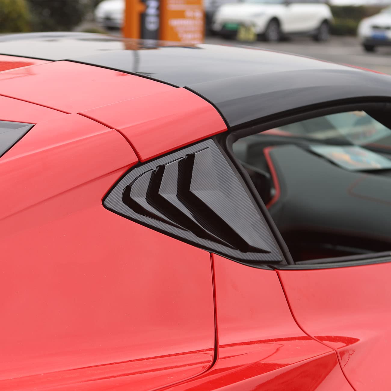 Carbon Fiber Side Window Louvers & Air Vent Shades for 2020-2022 Chevrolet Corvette C8 Coupe - Lightweight & Durable Exterior Trim - Enhances Style & Sun Protection for Sports Car Enthusiasts