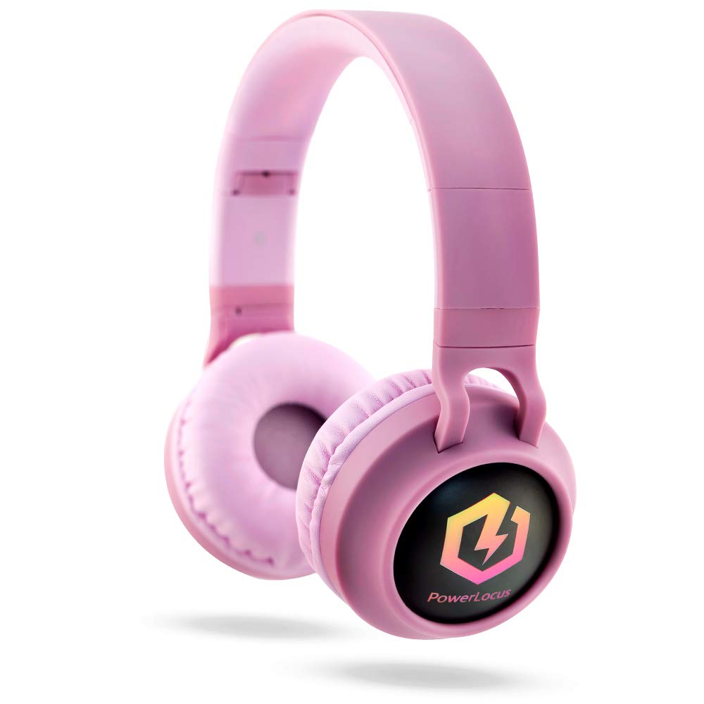 PowerLocus Kids Bluetooth Headphones with LED Lights - Foldable Over-Ear Headphones with Microphone & Volume Limiting | Wireless & Wired for Phones, Tablets, PC, TV | Perfect for Online Learning, Gaming & Travel