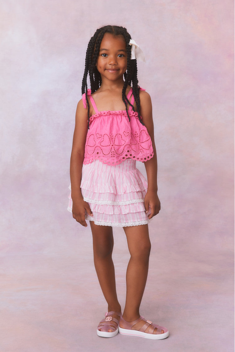 Billie Cotton Striped Skirt for Girls in Captiva Pink - Perfect for School, Parties & Summer Outfits