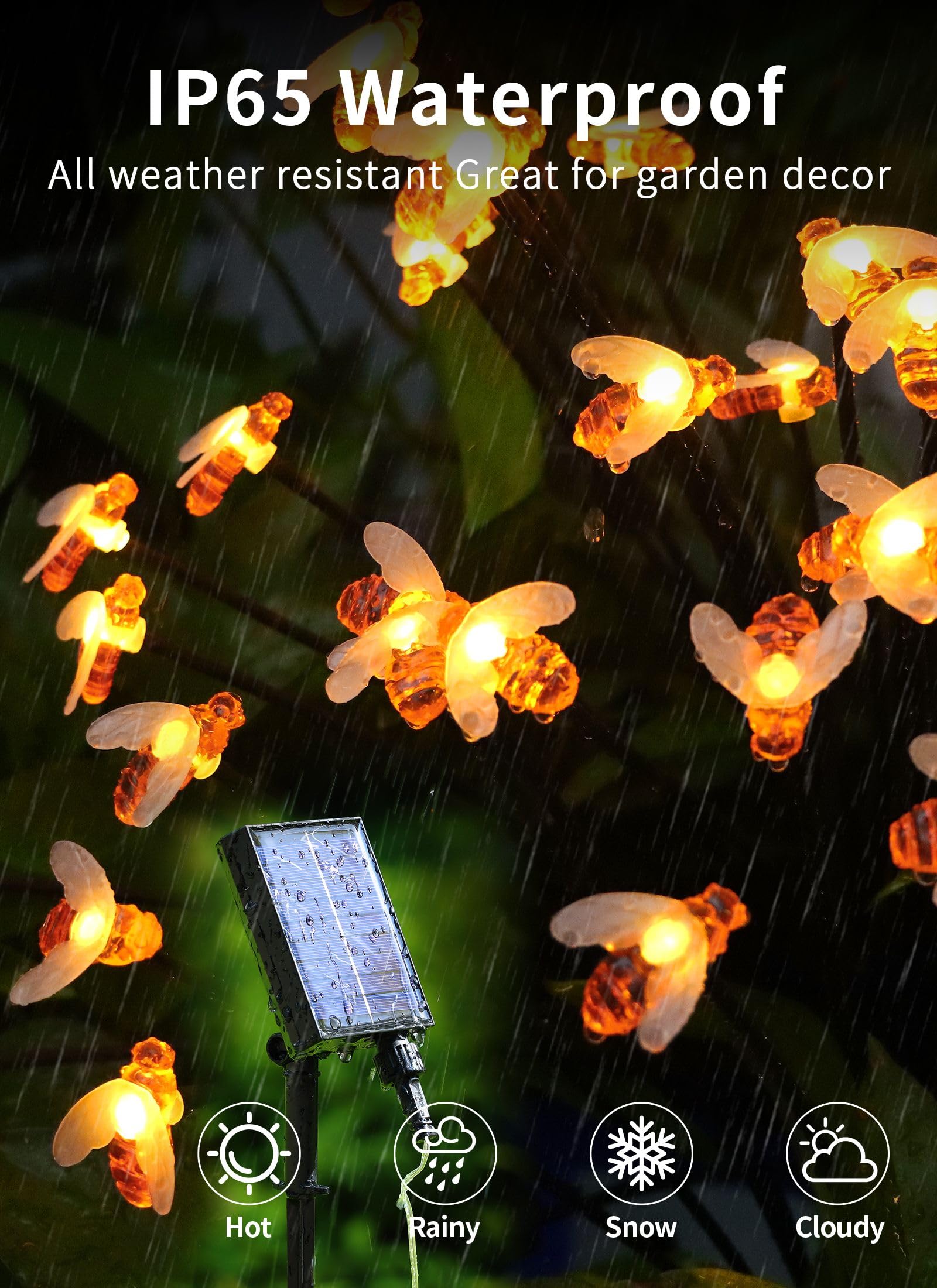 Solar Powered Outdoor Pathway Lights - 4 Pack Waterproof 40 LED Firefly Garden Lights with Remote Control | Warm White Dancing Solar Lights for Walkway, Lawn, Patio & Christmas Decoration | Perfect for Garden, Yard, Driveway and Landscape Lighting