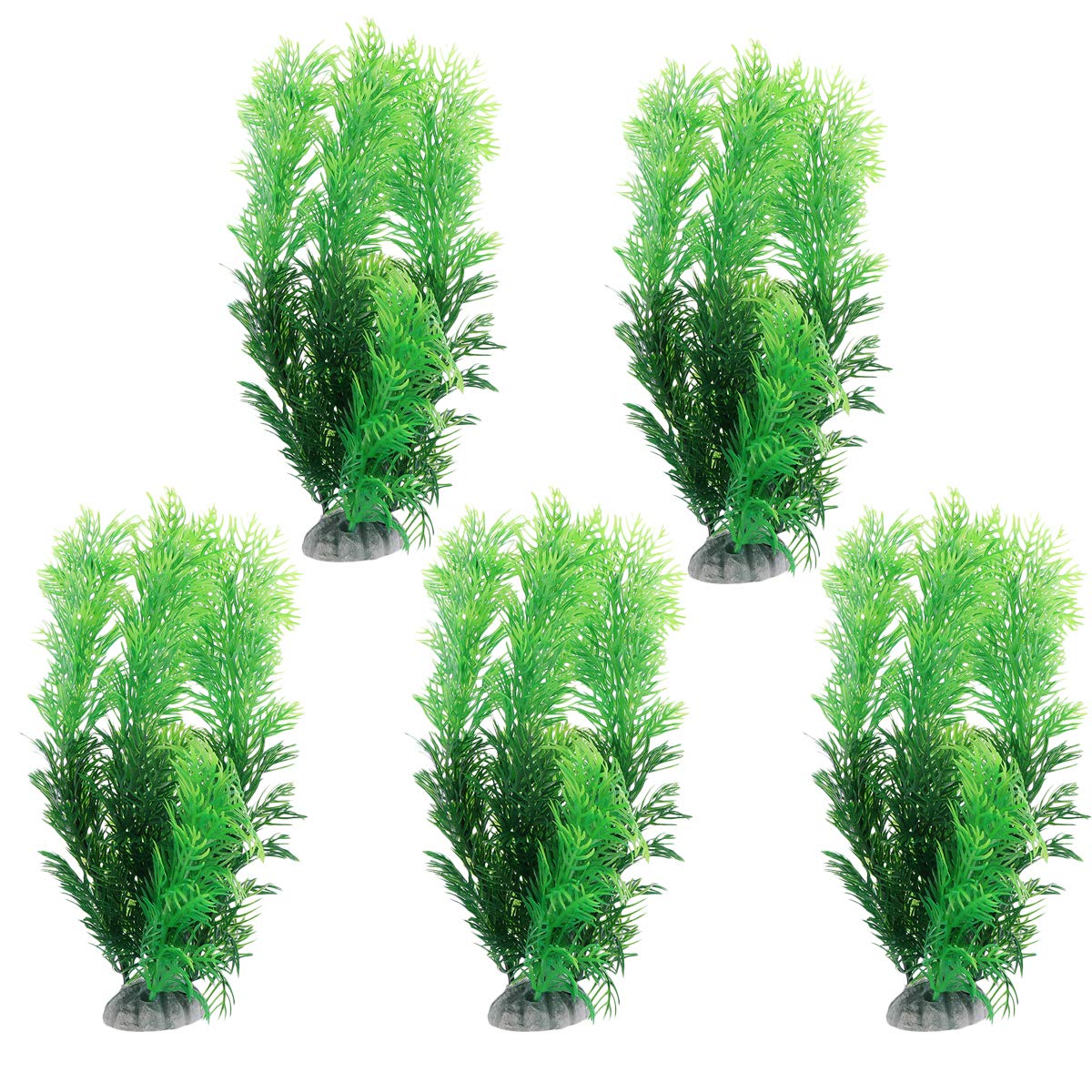 5 Pack Artificial Plastic Aquarium Plants - Green Underwater Decor for Fish Tank, Aquascaping & Home Decoration | Perfect for Freshwater & Saltwater Tanks