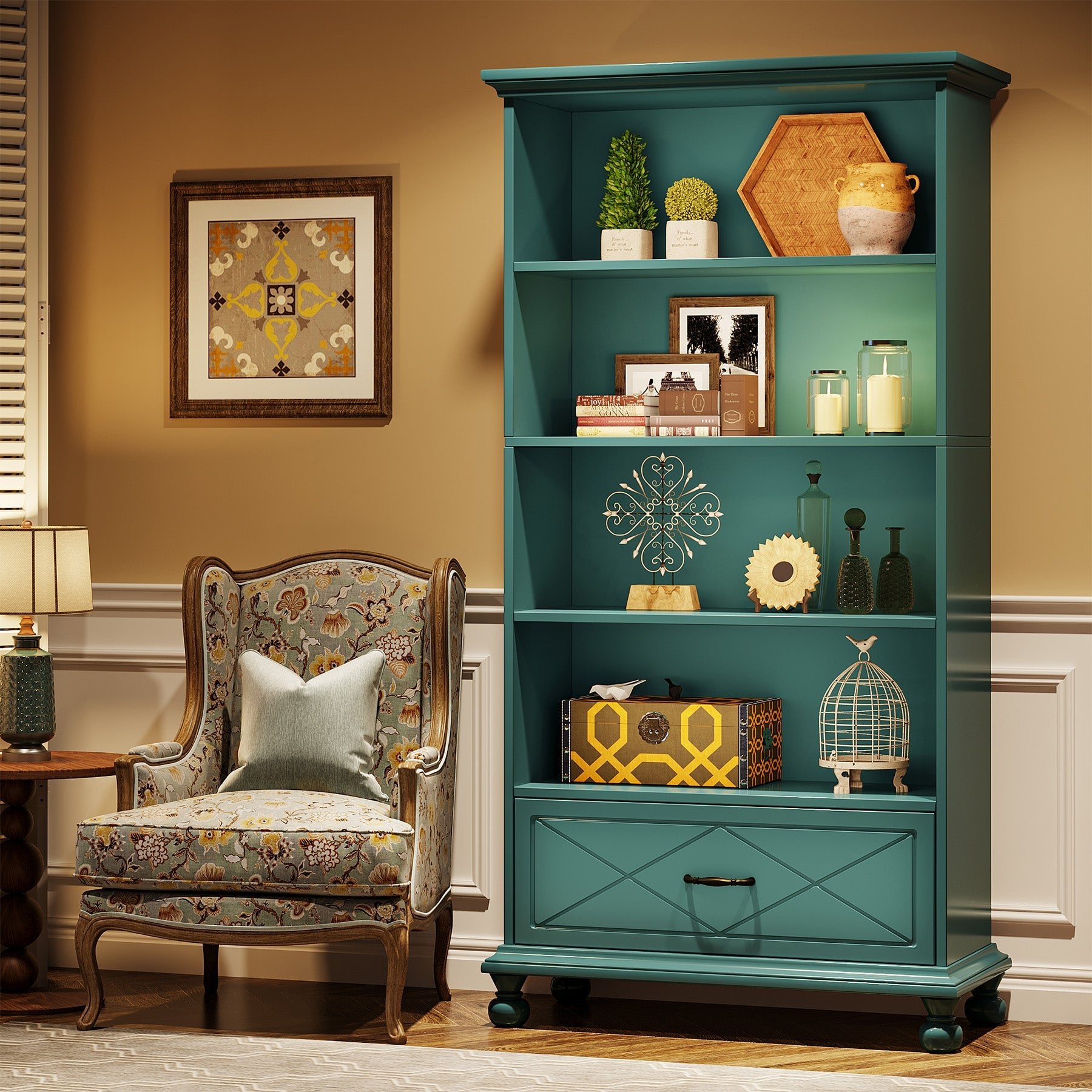 6-Shelf Bookcase with Drawer - 71