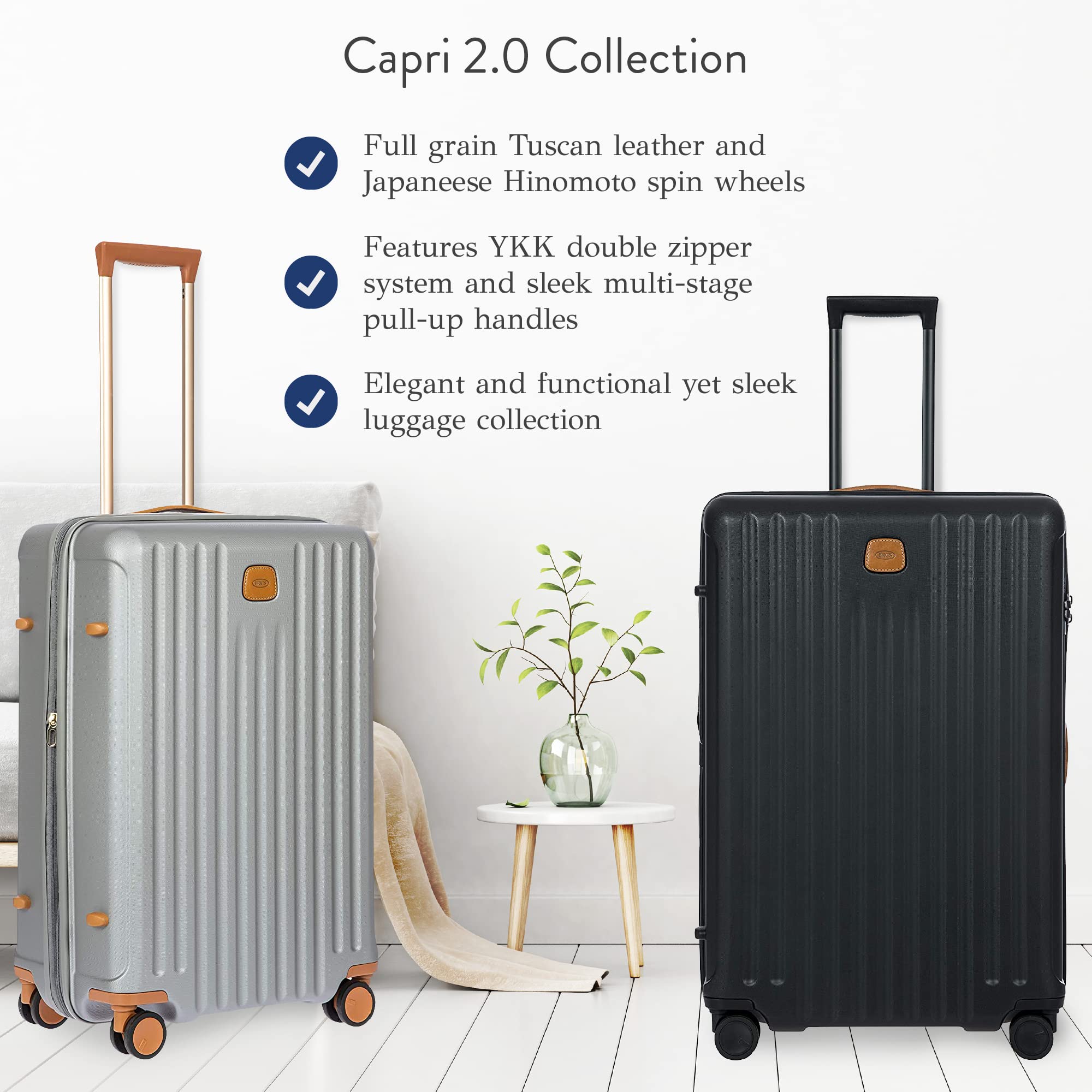 Bric's Capri 2.0 30-Inch Expandable Spinner Luggage - Lightweight Polycarbonate Carry-On Suitcase with 360° Wheels - Durable Matte Black Travel Bag for Business Trips & Vacations